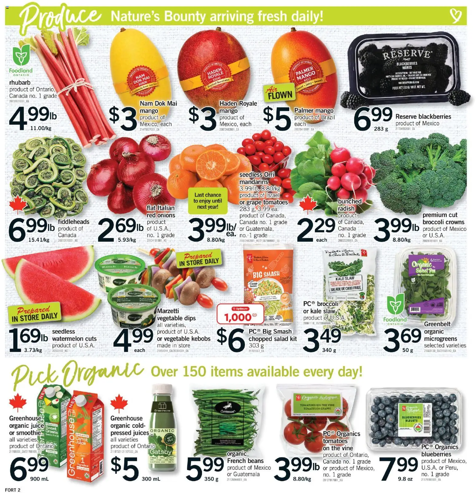 Fortinos flyer valid from 28.05.2026 | Page: 3 | Products: Carrot, Salad, Juice, Tomatoes