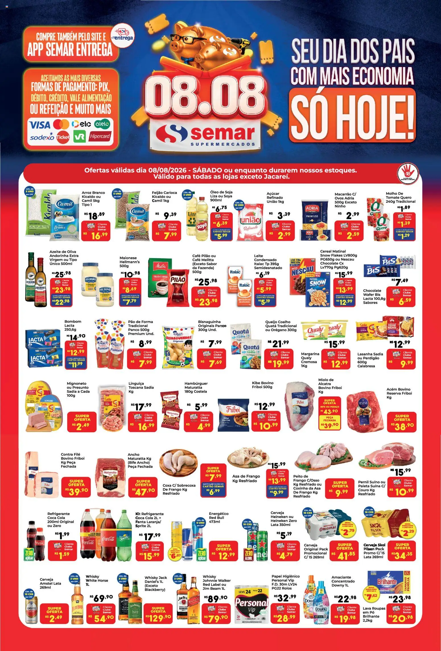 Semar Supermercado Folheto - válido de 08/08/2026 | Página: 1 | Produtos: Cola, Acém, Heineken, Refrigerante