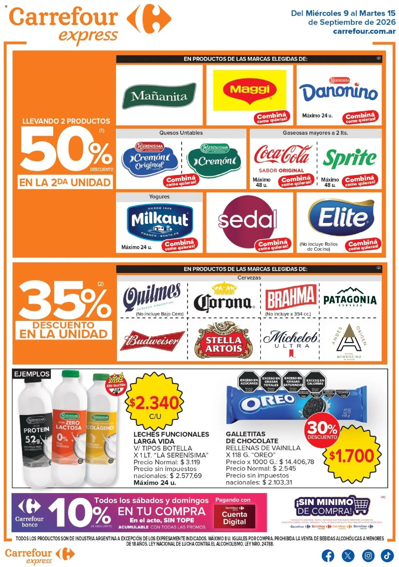 Carrefour - Carrefour Express ofertas │ válido desde el 09/09/2026 | Página: 2 | Productos: Vainilla, Bebidas, Oreo, Chocolate