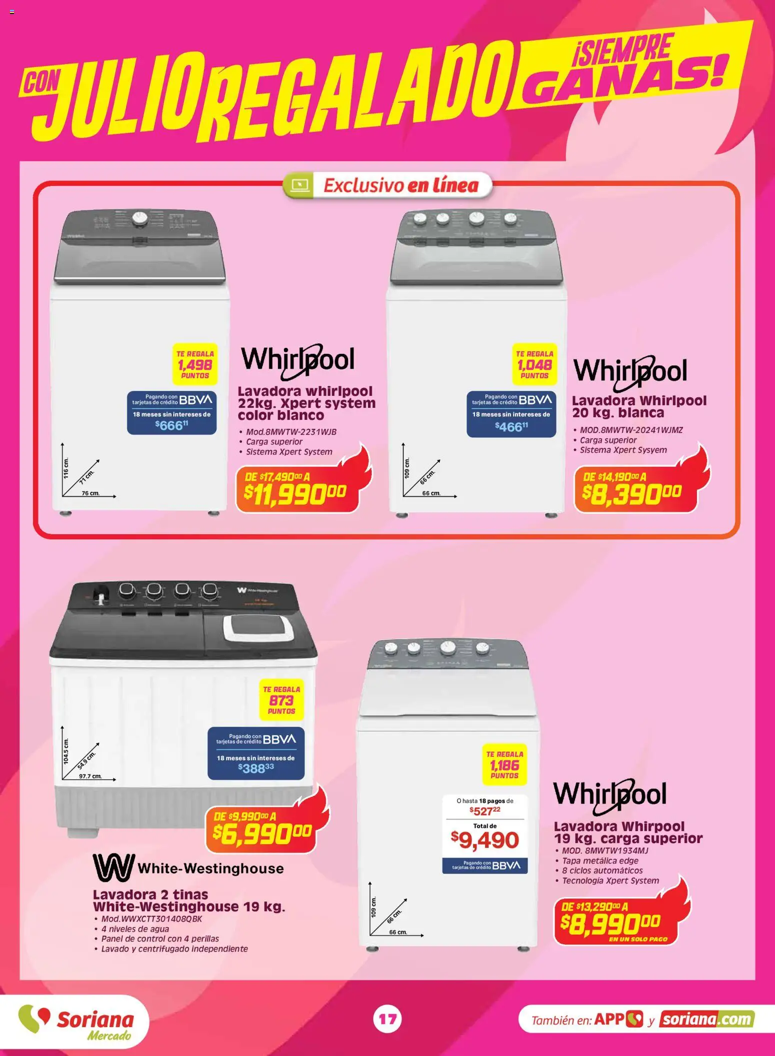 Nuevas ofertas de Soriana válidas en toda la República Mexicana desde el 03.06.2026. ¡Encuentra las mejores ofertas en Soriana Con Julio Regalado siempre ganas Mercado Nacional! | Página: 16 | Productos: Agua, Lavadora, Té