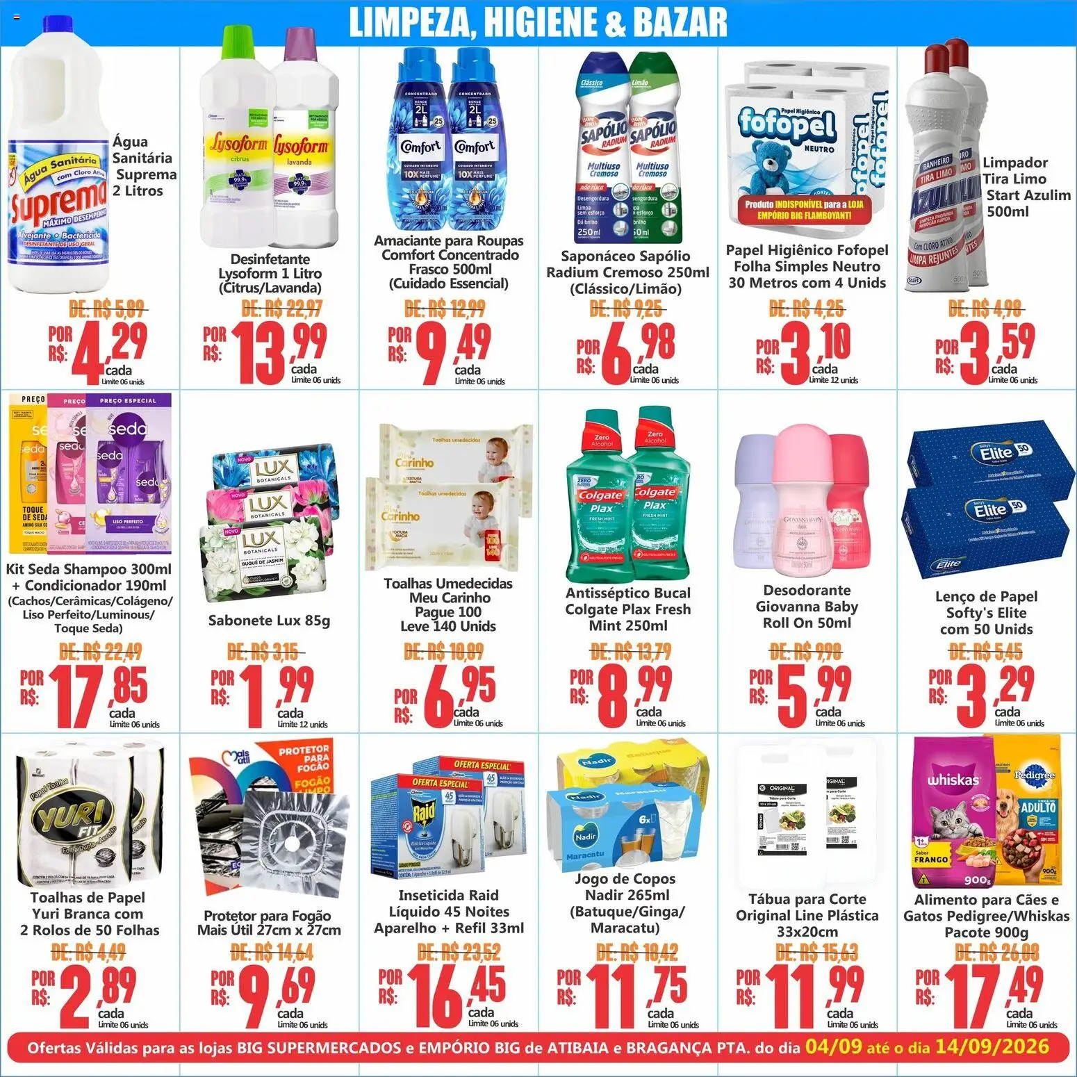 Big Supermercados Folheto - válido de 04/09/2026 | Página: 6 | Produtos: Shampoo, Azulim, Lenço, Copos