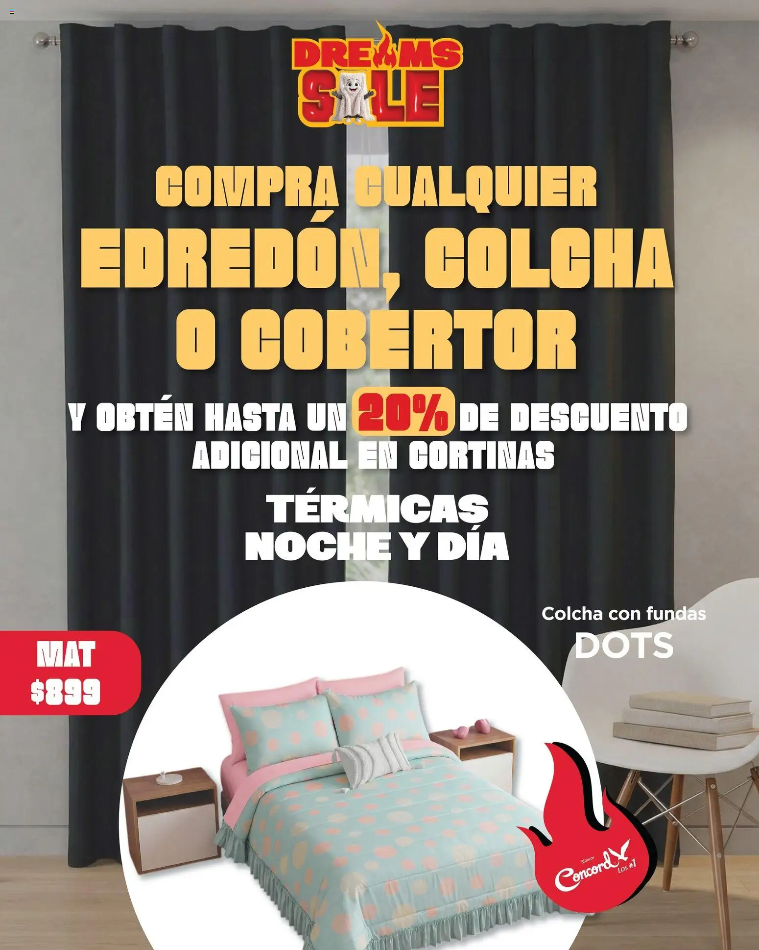 Nuevas ofertas de Colchas Concord válidas en toda la República Mexicana desde el 25.05.2026. ¡Encuentra las mejores ofertas en Colchas Concord Dreams Sale! | Página: 10 | Productos: Cobertor, Cortinas