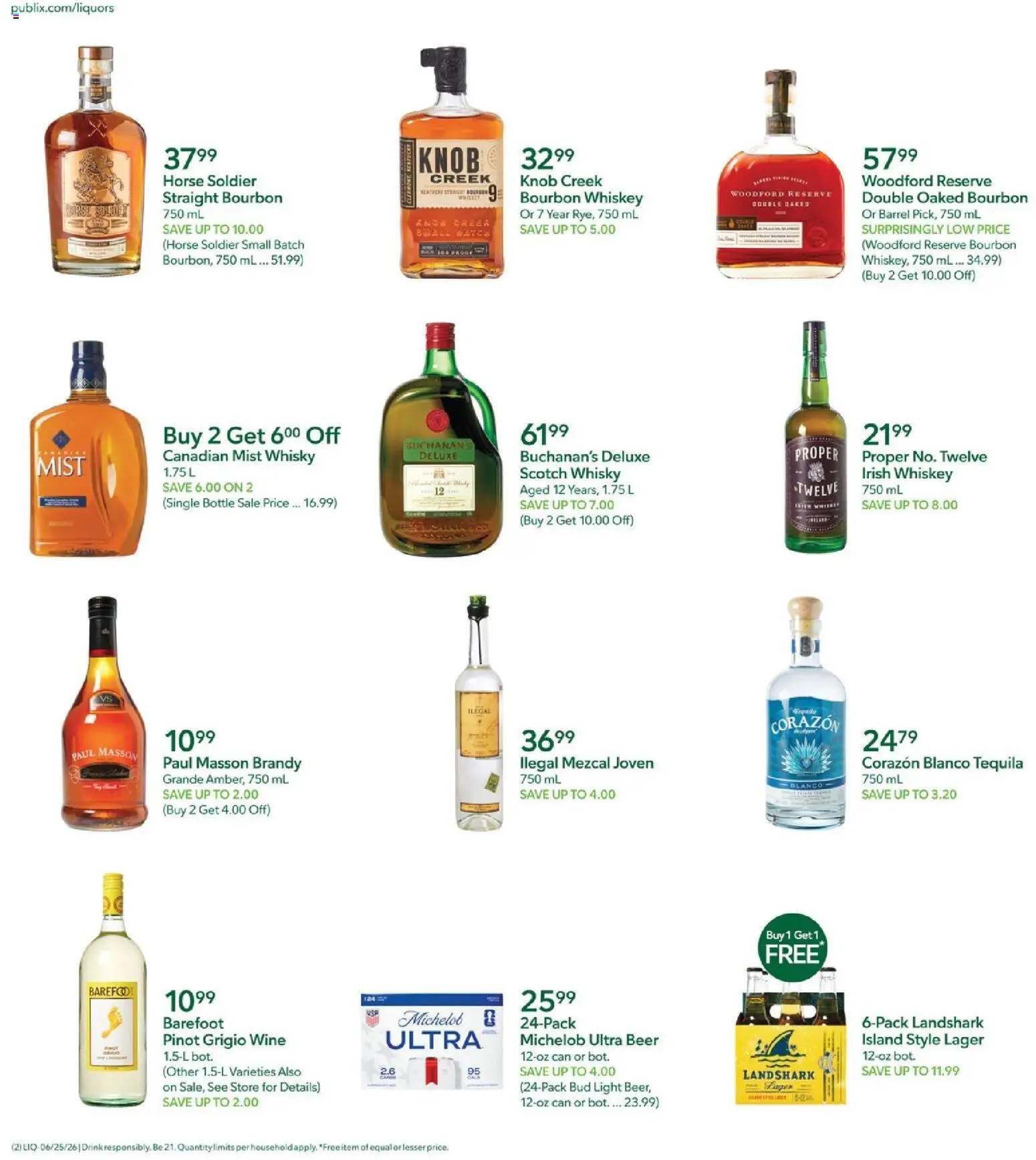 Publix Liquor Ad - valid from 06/25/2026 | Page: 2 | Products: Wine, Beer, Bourbon, Whiskey