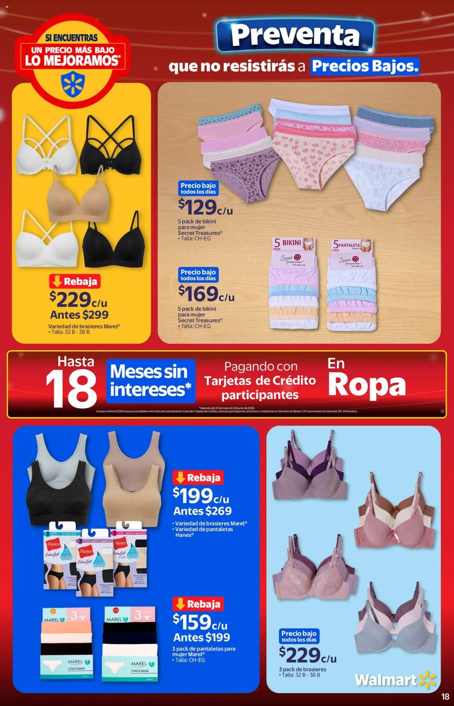 Nuevas ofertas de Walmart válidas en toda la República Mexicana desde el 22.05.2026. ¡Encuentra las mejores ofertas en Walmart folleto Preventa gue no resistirás a precios bajos! | Página: 18
