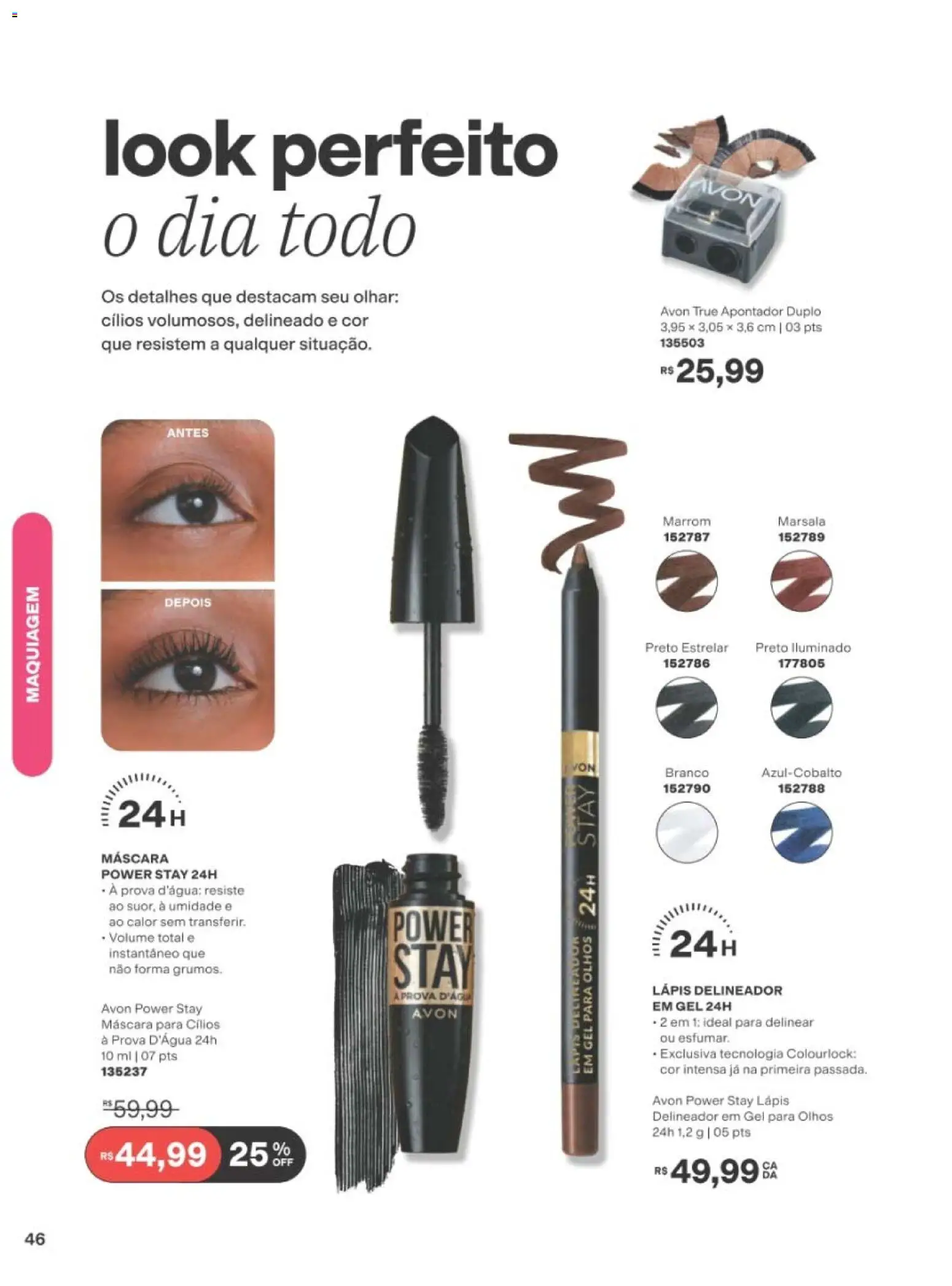 Avon Folheto - válido de 01/09/2026 | Página: 46 | Produtos: Maquiagem, Máscara para cílios, Delineador, Lápis