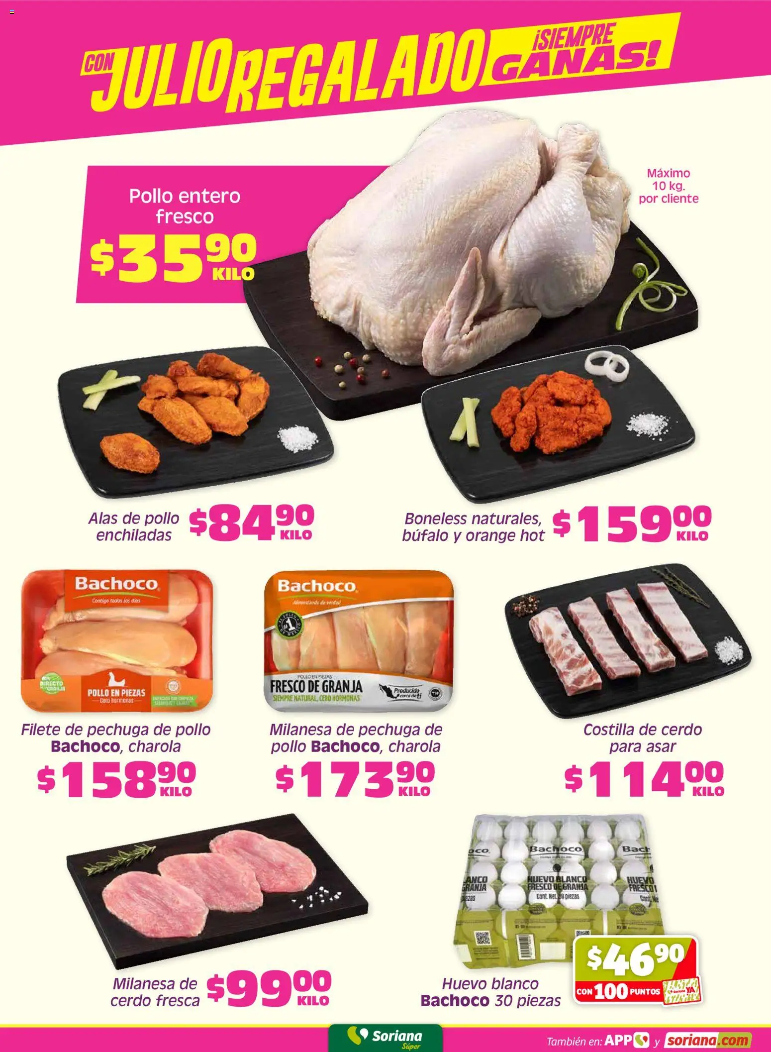 Nuevas ofertas de Soriana válidas en toda la República Mexicana desde el 12.06.2026. ¡Encuentra las mejores ofertas en Soriana Fin de Semana Súper: Ags, Nay, Jal, Qro, Col, Mich, Gto, Hgo, Tlax, Mor, Pue, Gro, Oax, Edo. de Mex, Valle de México, Za! | Página: 4 | Productos: Pollo, Milanesa, Huevo, Cerdo