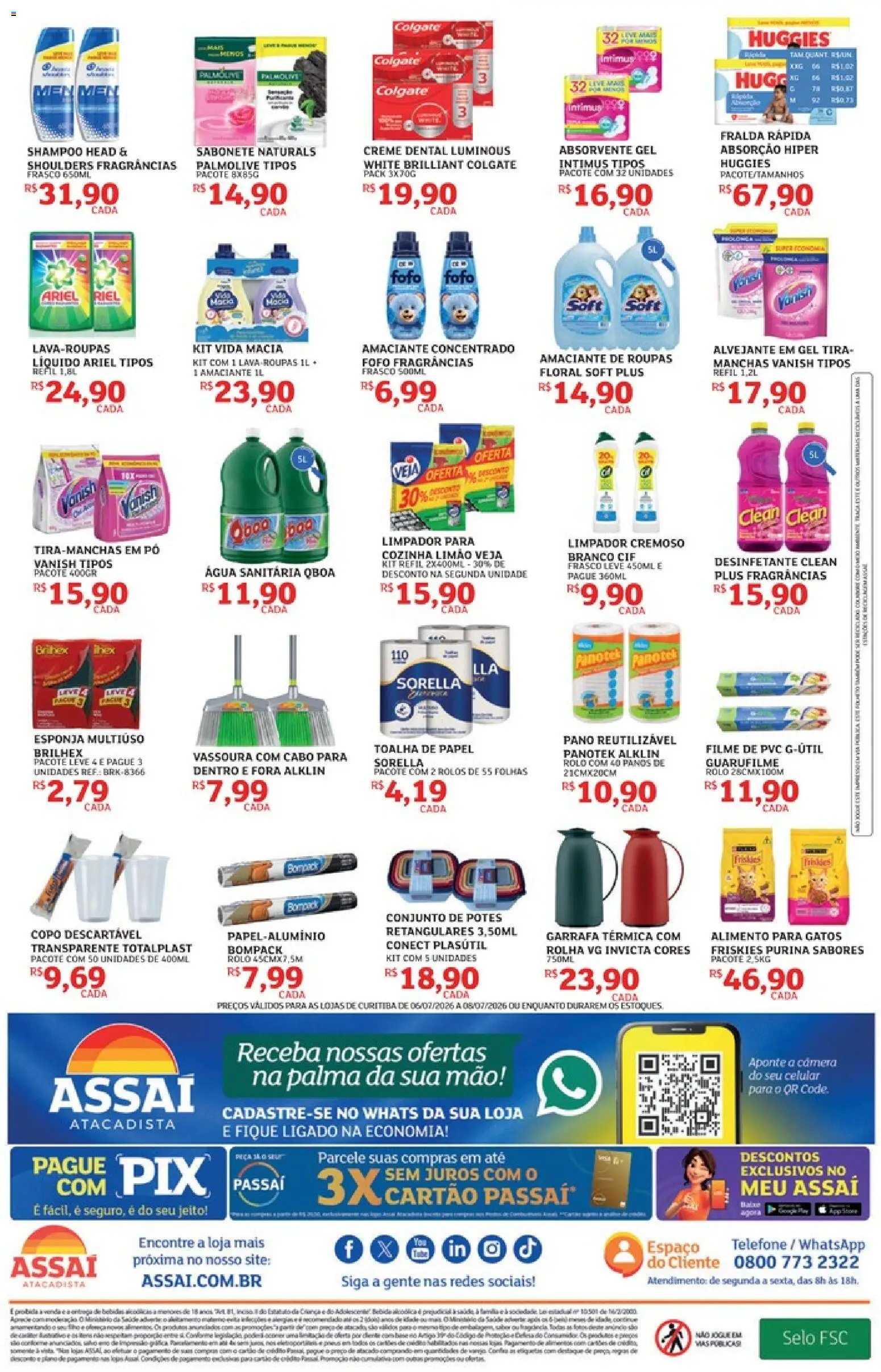 Assaí Atacadista Folheto - válido de 06/07/2026 | Página: 4 | Produtos: Esponja, Roupas, Creme, Creme dental