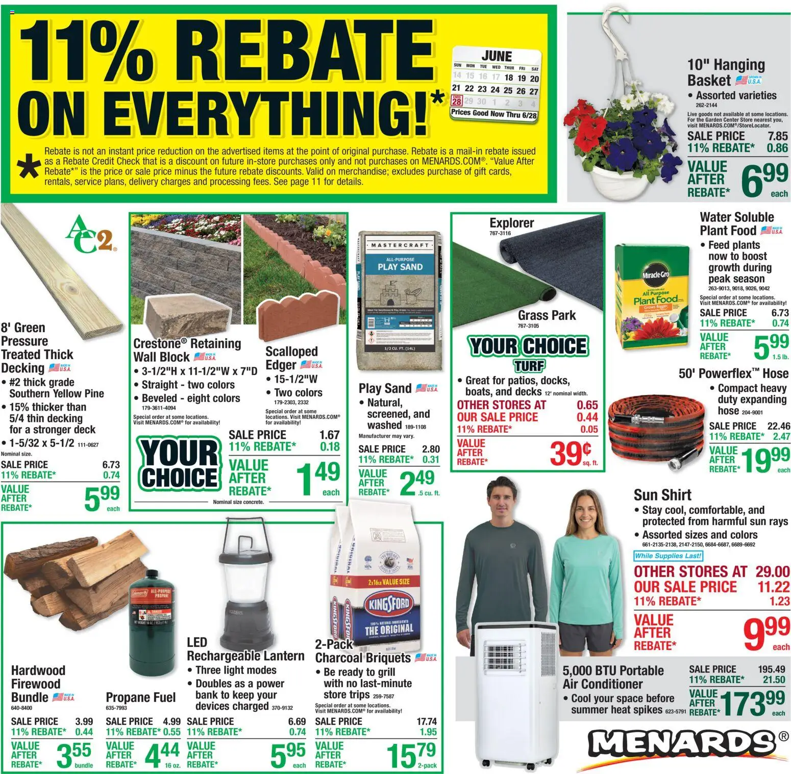 Menards Weekly Ad - valid from 18.06.2026 | Page: 1 | Products: Basket, Conditioner, Water, Grill