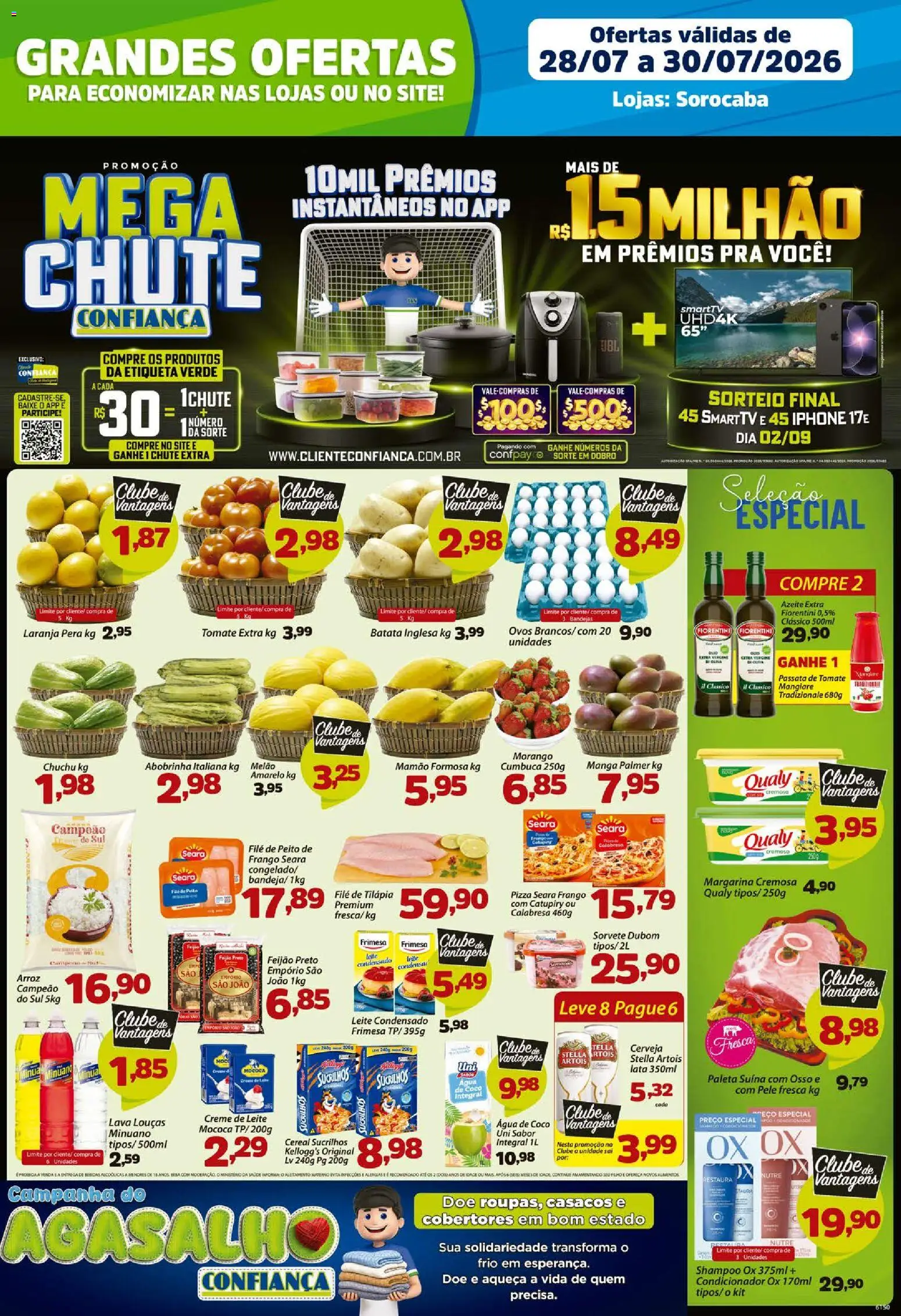 Confiança Folheto - válido de 28/07/2026 | Página: 1 | Produtos: Chuchu, Tilápia, Cerveja, Sorvete