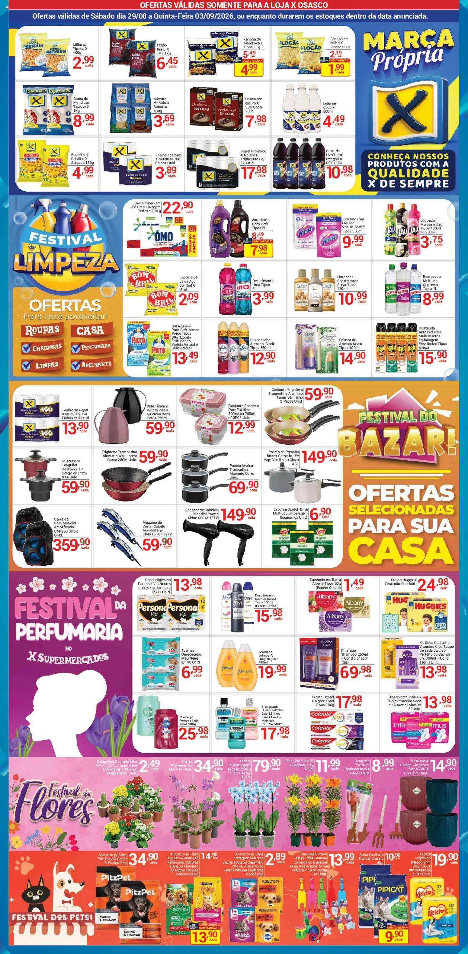 X Supermercados Folheto - válido de 28/08/2026 | Página: 3 | Produtos: Flores artificiais, Esponja, Cachepot, Polvilho
