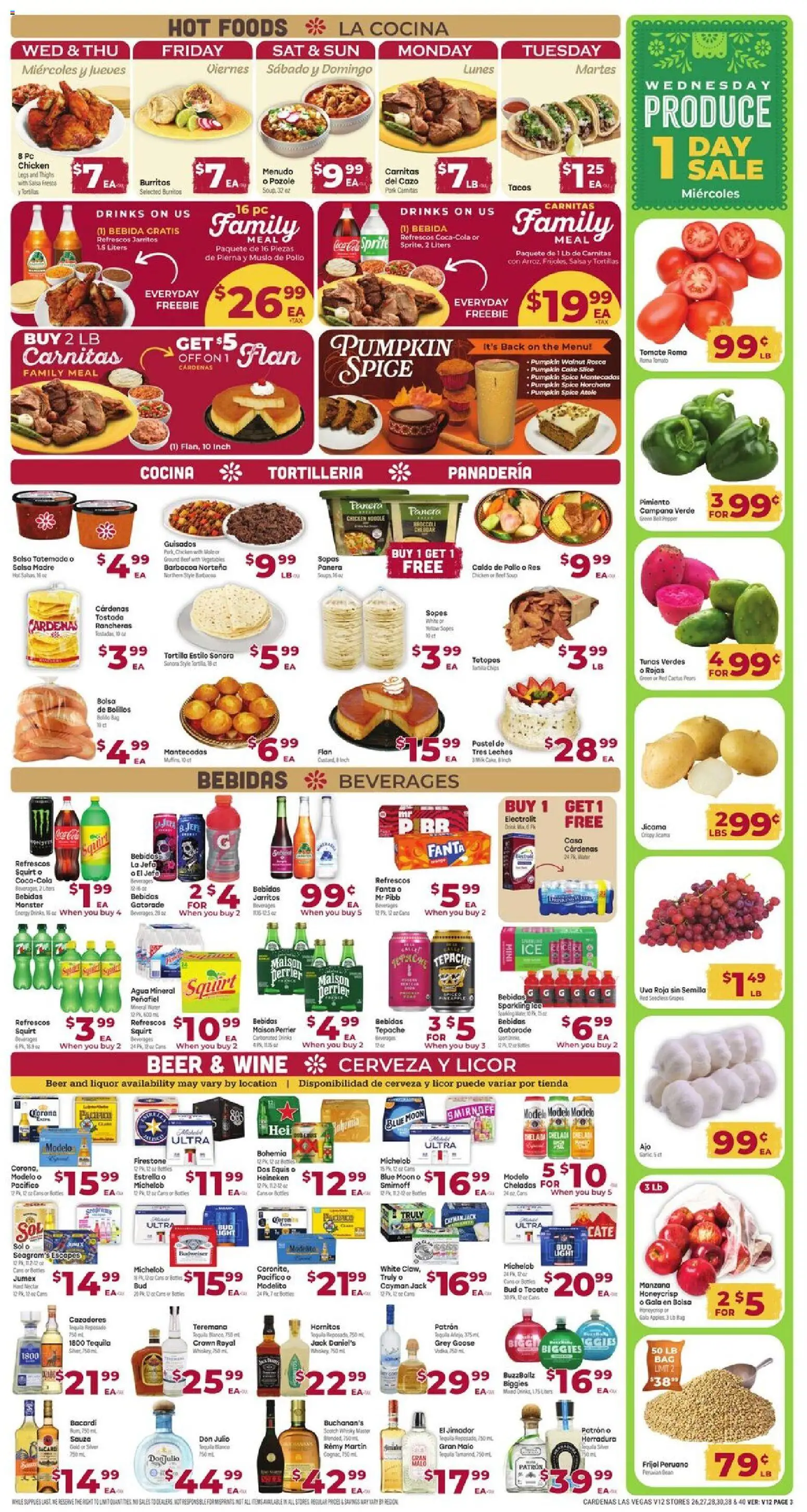 Cardenas Weekly Ad - valid from 09/30/2026 | Page: 3 | Products: Beverages, Grey Goose, Tequila, Pork