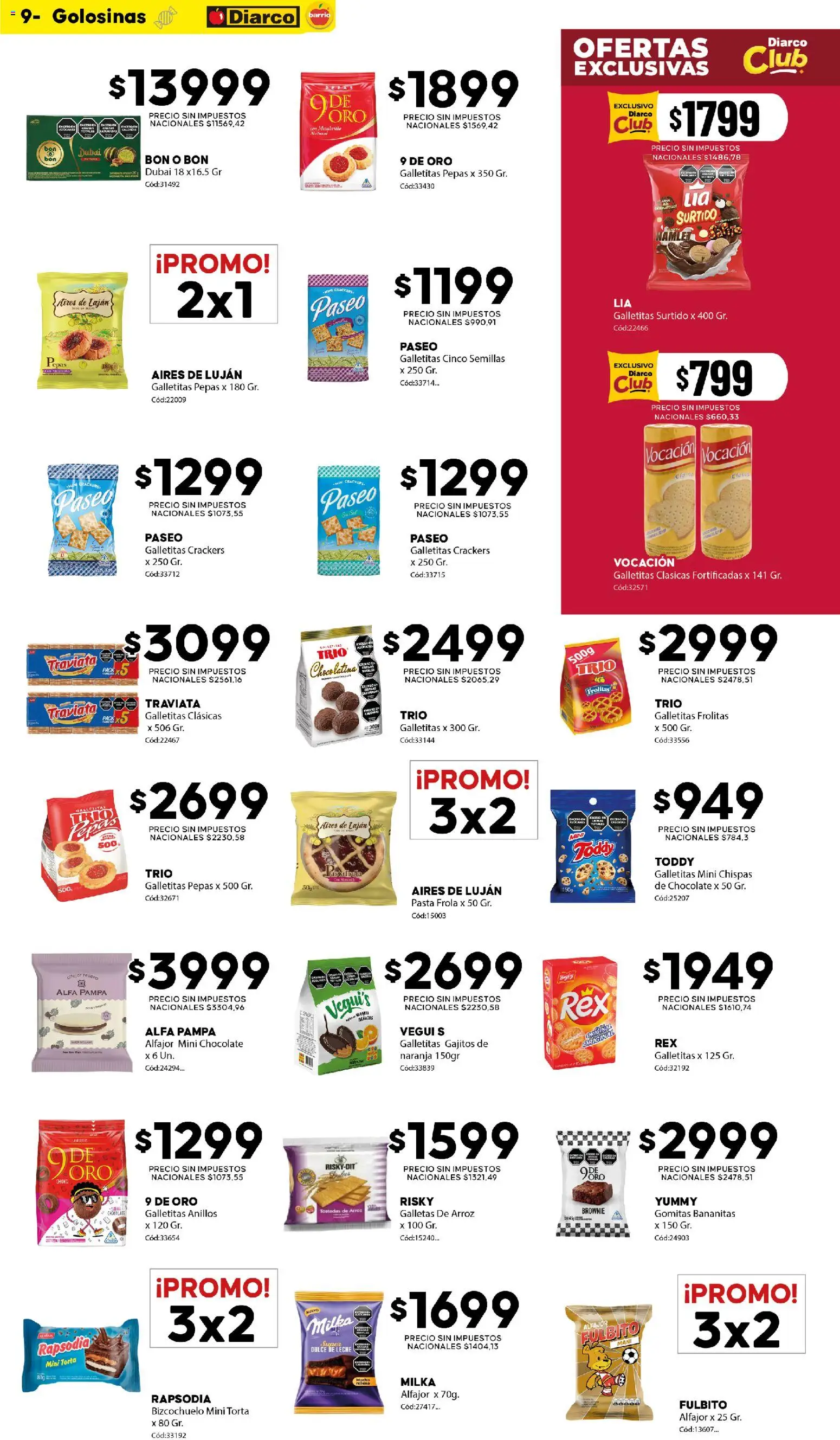 Diarco - Ofertas Diarco Barrio │ válido desde el 24/08/2026 | Página: 9 | Productos: Mani, Leche, Arroz, Galletas