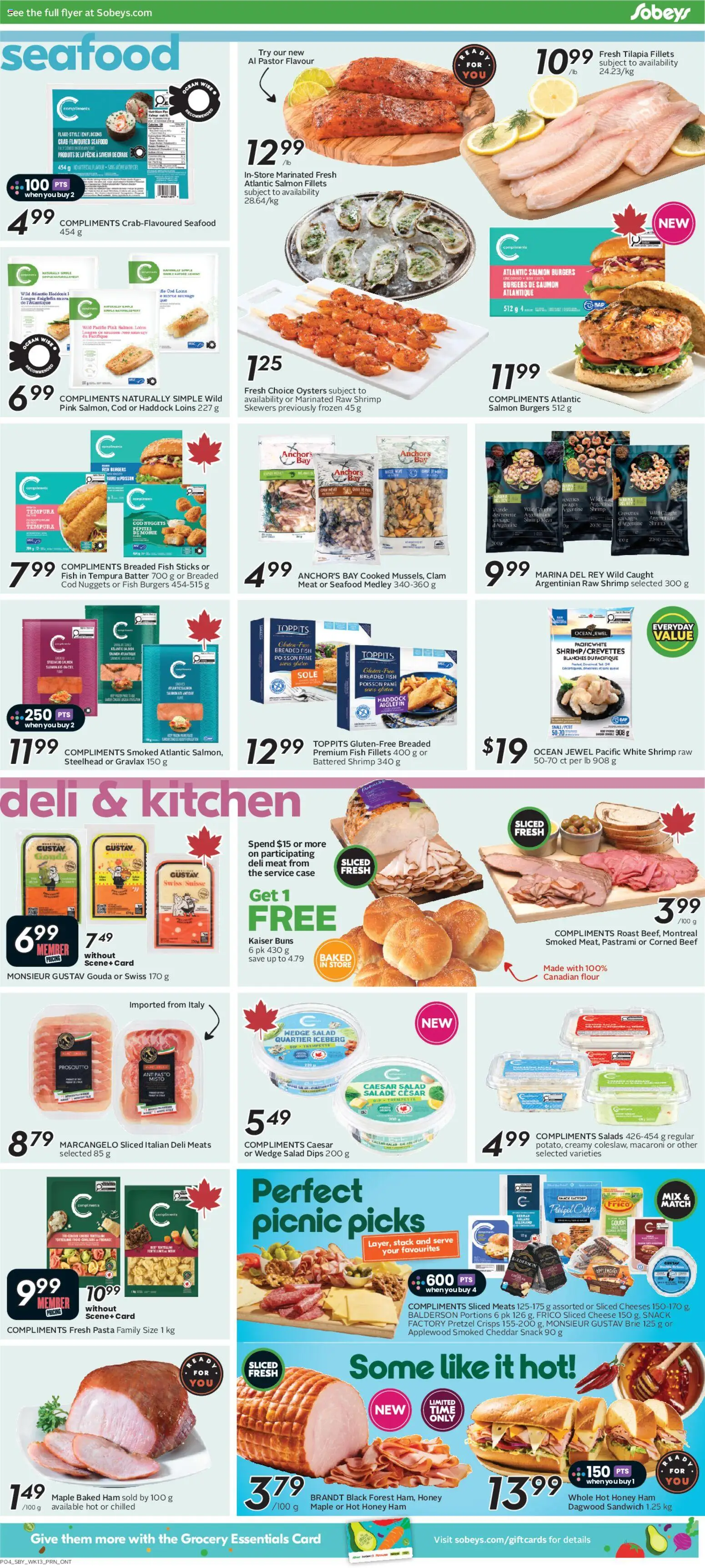 Sobeys flyer valid from Jul 23, 2026 | Page: 7 | Products: Fish, Flour, Shrimp, Cheddar