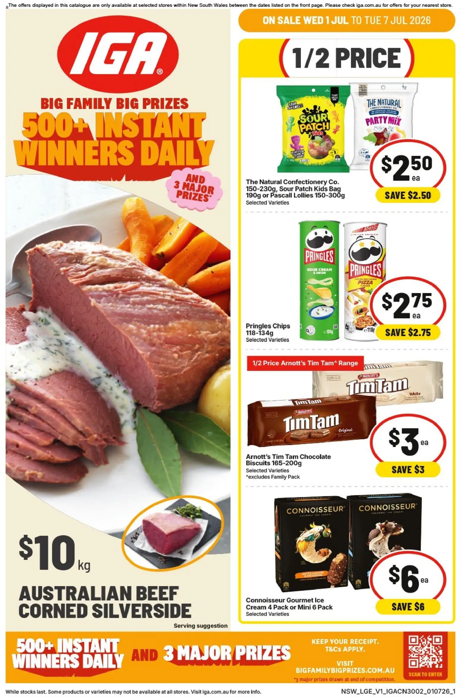 IGA catalogue - valid from 01/07/2026 | Page: 1 | Products: Sour cream, Beef, Chips, Bag
