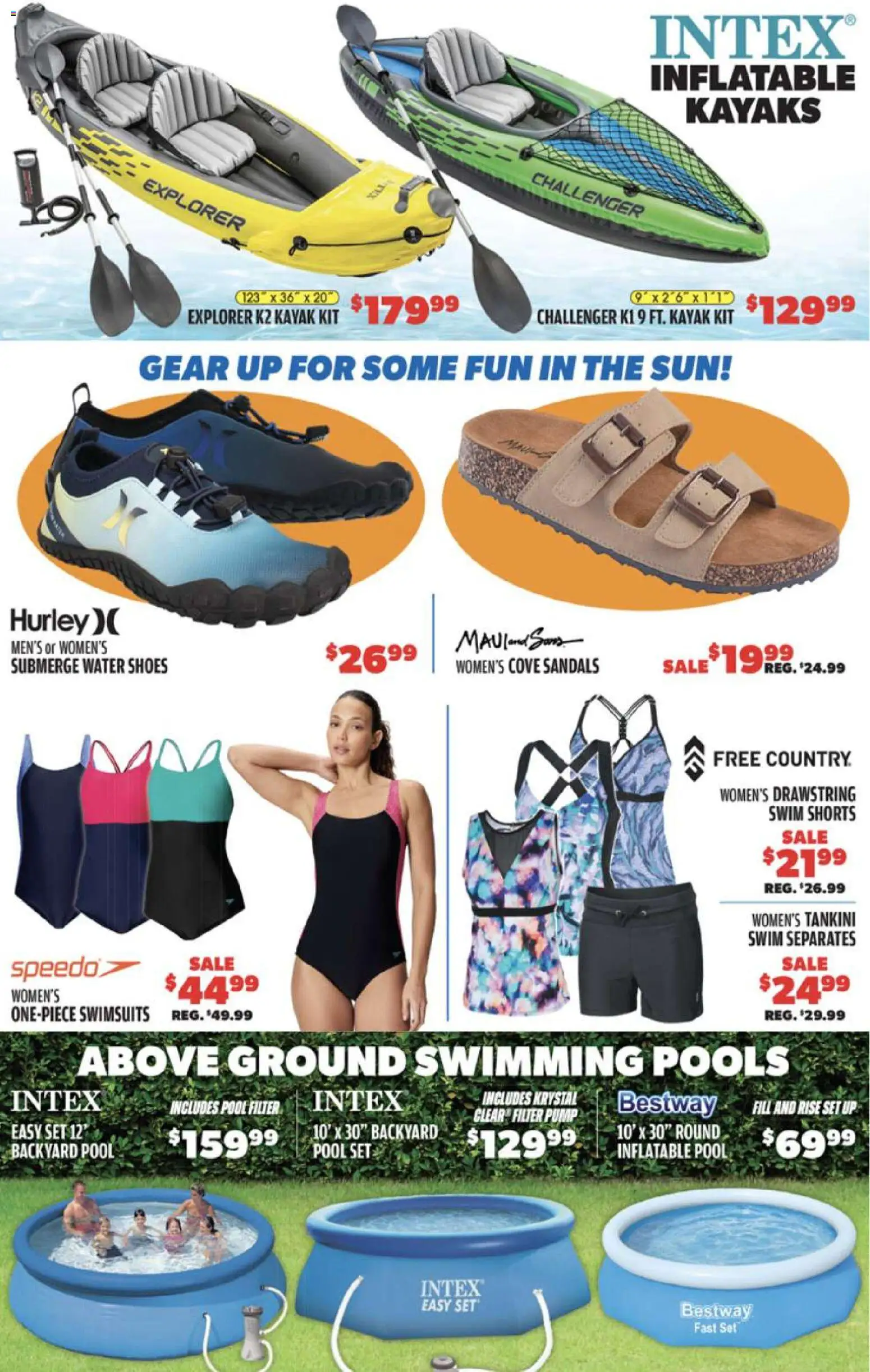 Big 5 Sporting Goods Weekly Ad - valid from 01.05.2026 | Page: 2 | Products: Kayak, Shorts, Water, Sandals