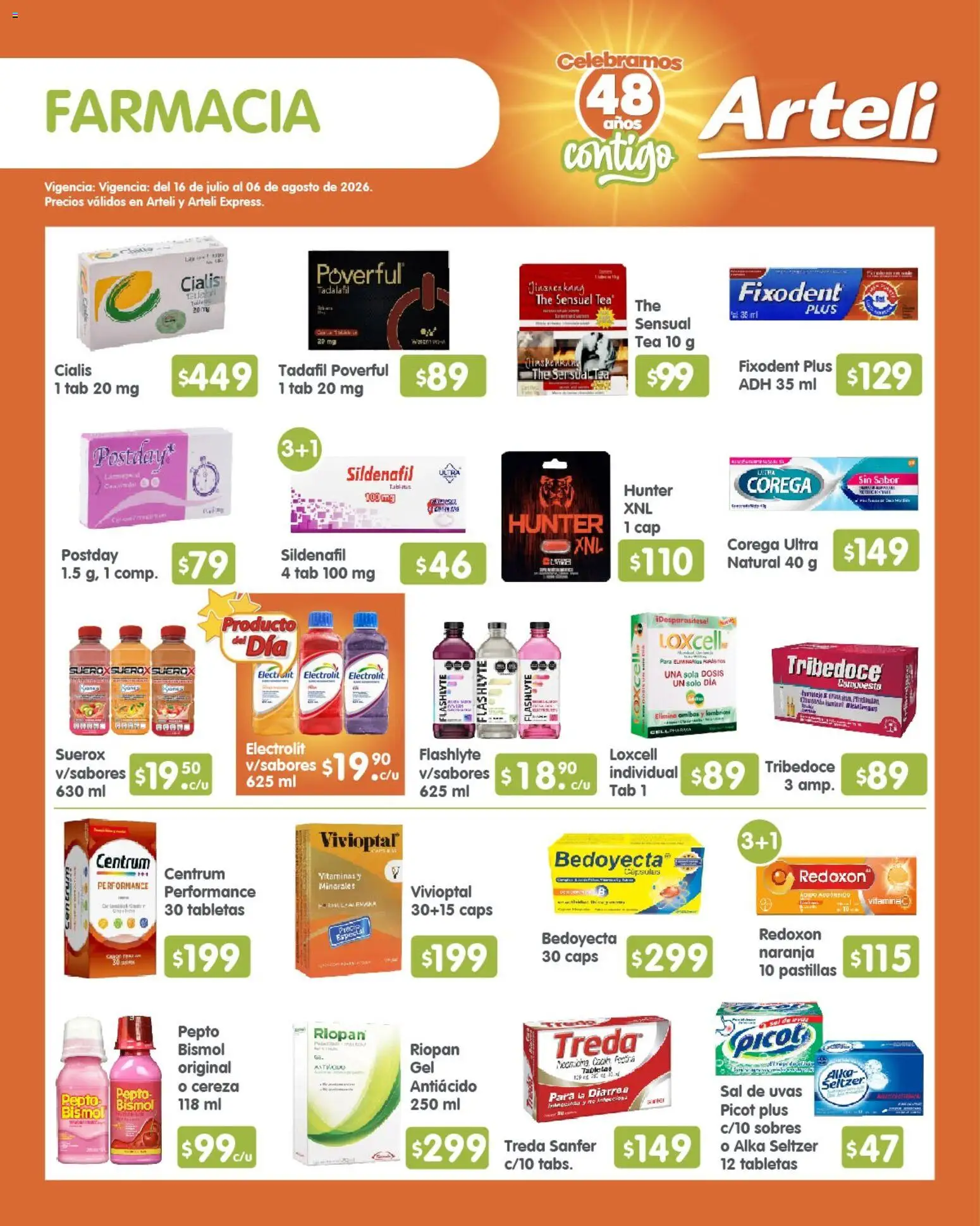 Nuevas ofertas de Arteli válidas en toda la República Mexicana desde el 16/07/2026. ¡Encuentra las mejores ofertas en Arteli folleto Quincenal! | Página: 10 | Productos: Sal, Antiácido, Vitaminas