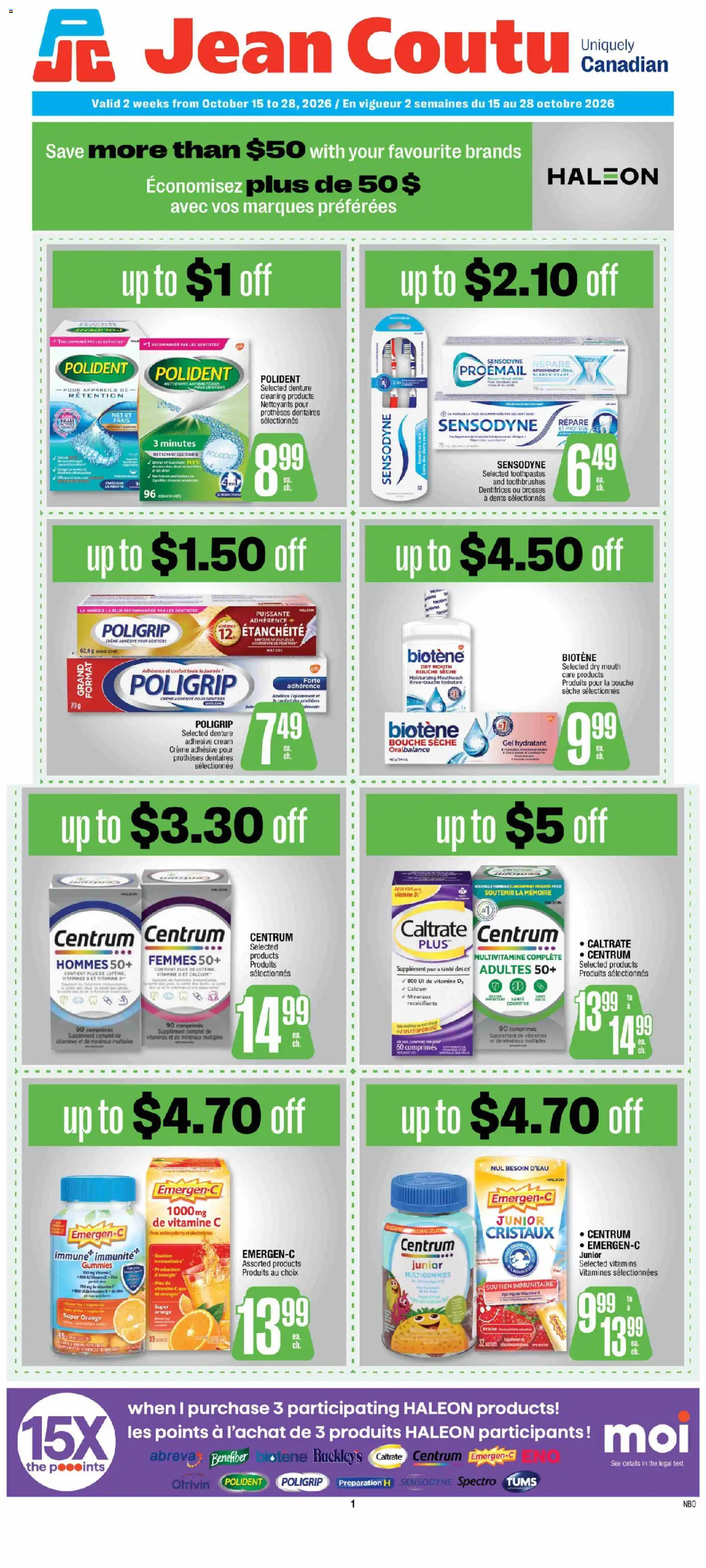 Jean Coutu flyer valid from Oct 15, 2026 | Page: 1