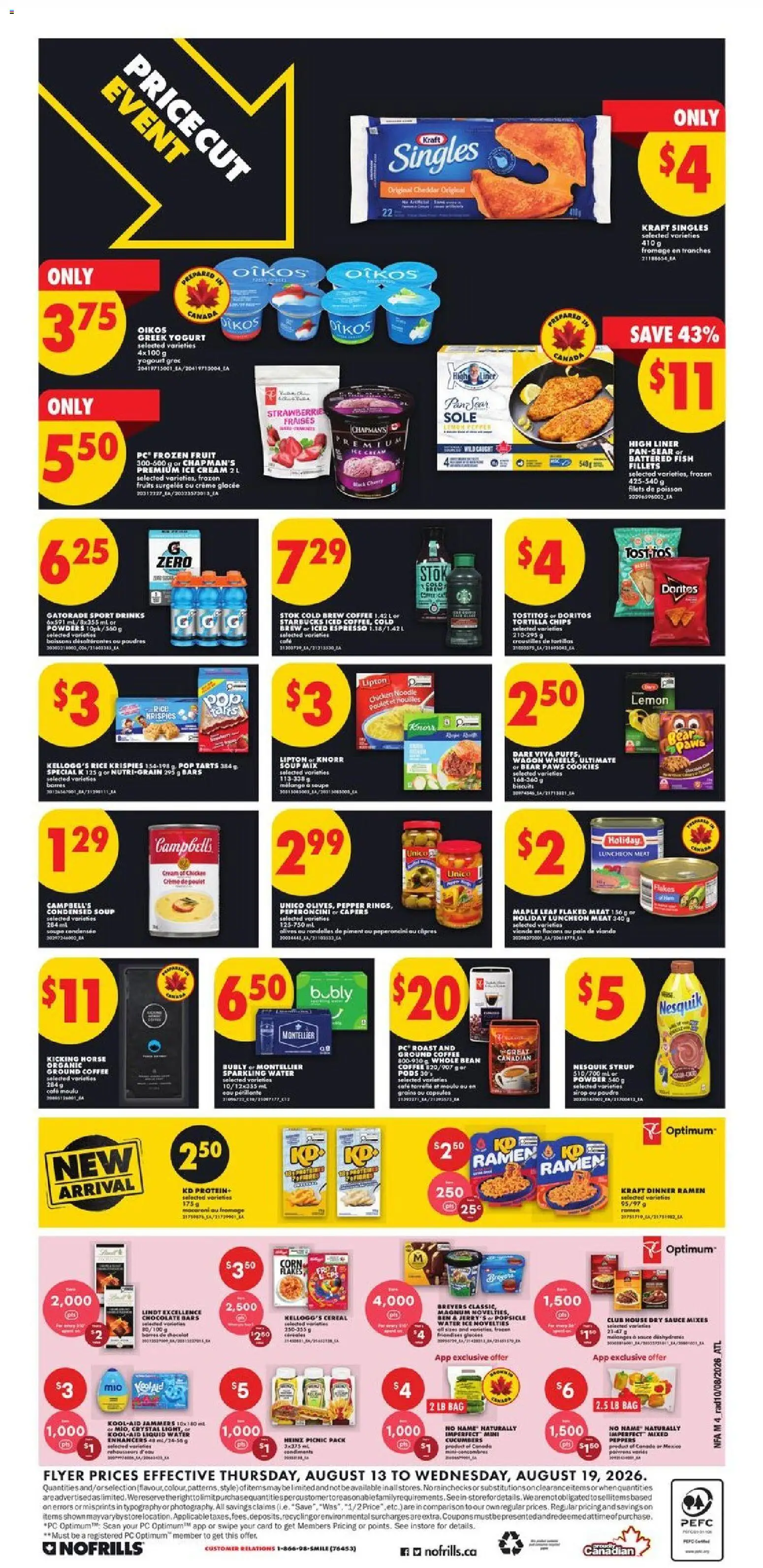 No Frills flyer valid from Aug 13, 2026 | Page: 5 | Products: Water, Pepper, Powder, Ground coffee