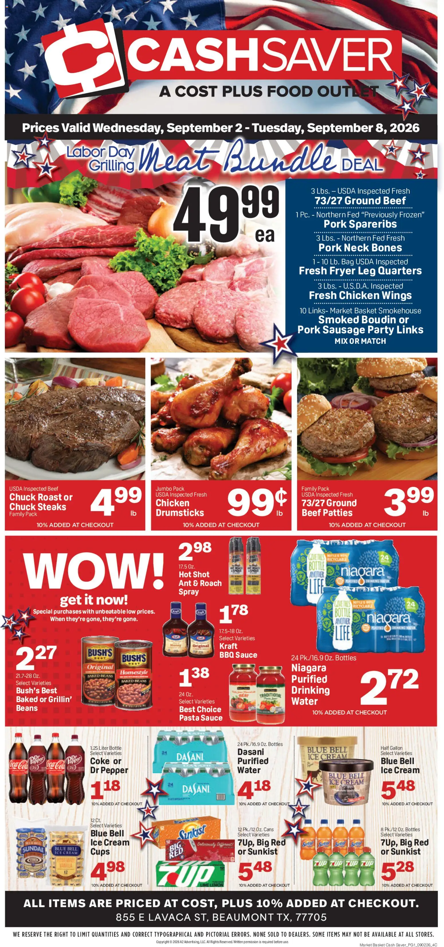 Market Basket Cash Saver - valid from 09/02/2026 | Page: 1 | Products: Pork neck, Pork, Ground beef, Bag