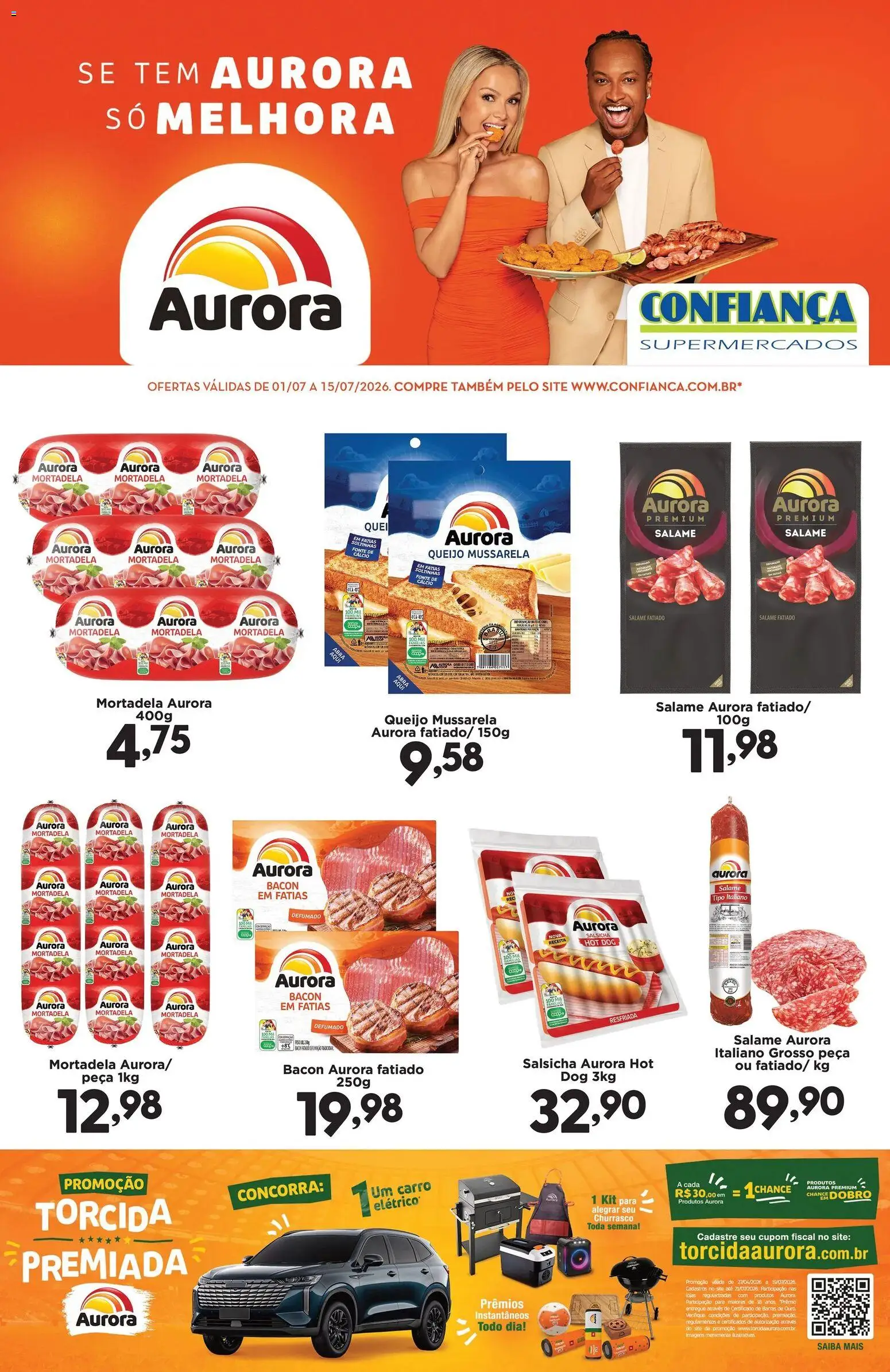 Confiança Folheto - válido de 01/07/2026 | Página: 1 | Produtos: Salsicha, Queijo, Salame, Mortadela
