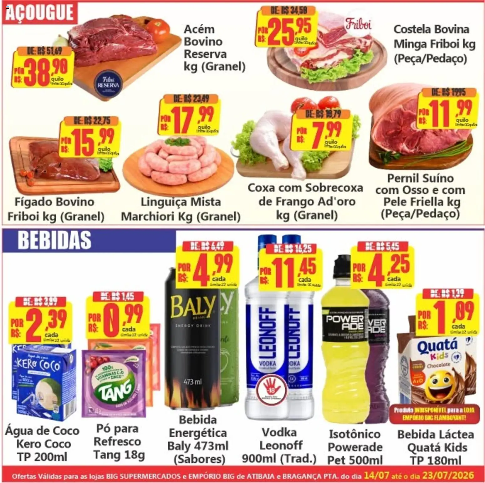 Big Supermercados Folheto - válido de 14/07/2026 | Página: 3 | Produtos: Refresco, Água de coco, Chocolate, Bebida