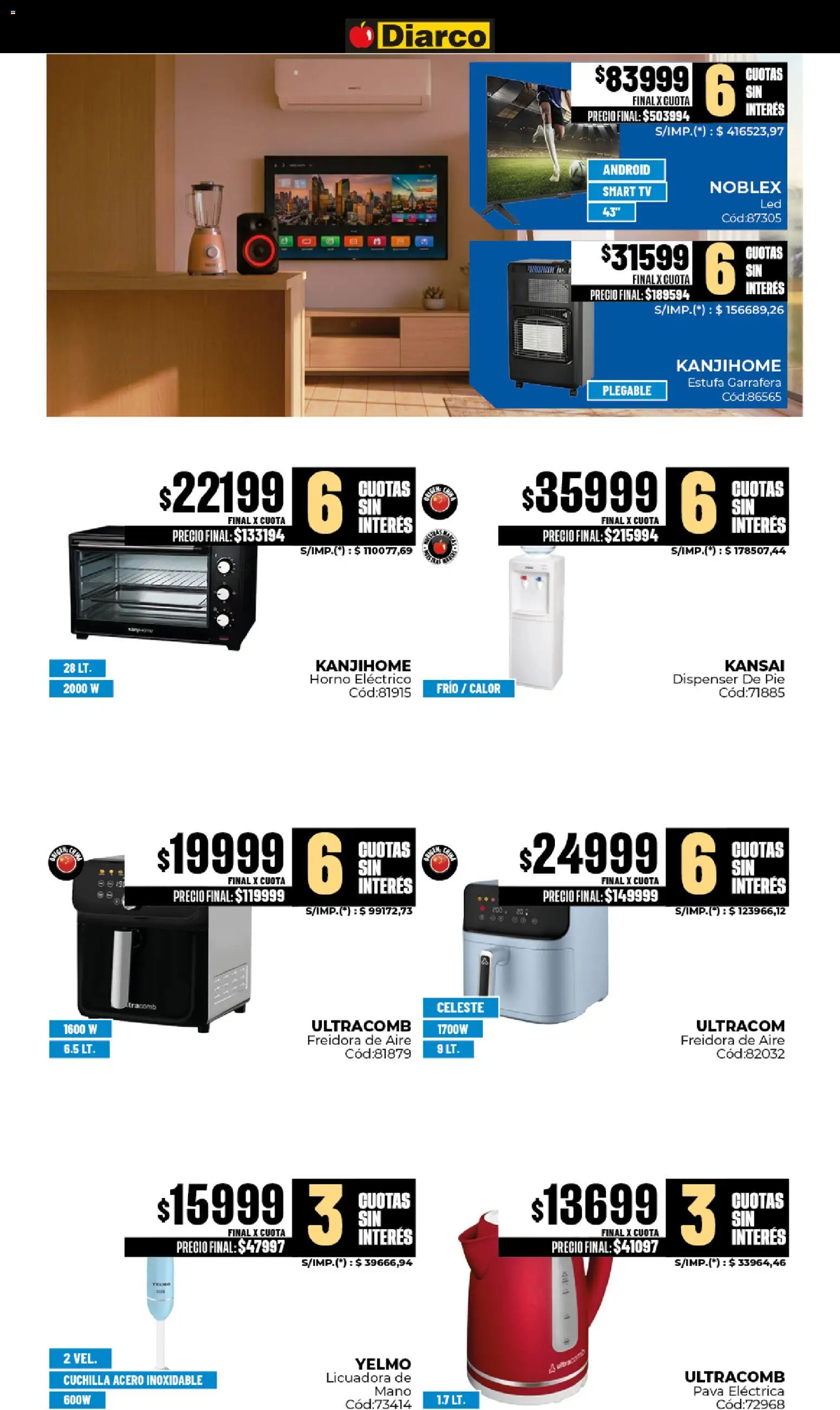 Diarco ofertas │ válido desde el 20/07/2026 | Página: 19 | Productos: Horno, Horno eléctrico, Licuadora, Pava eléctrica