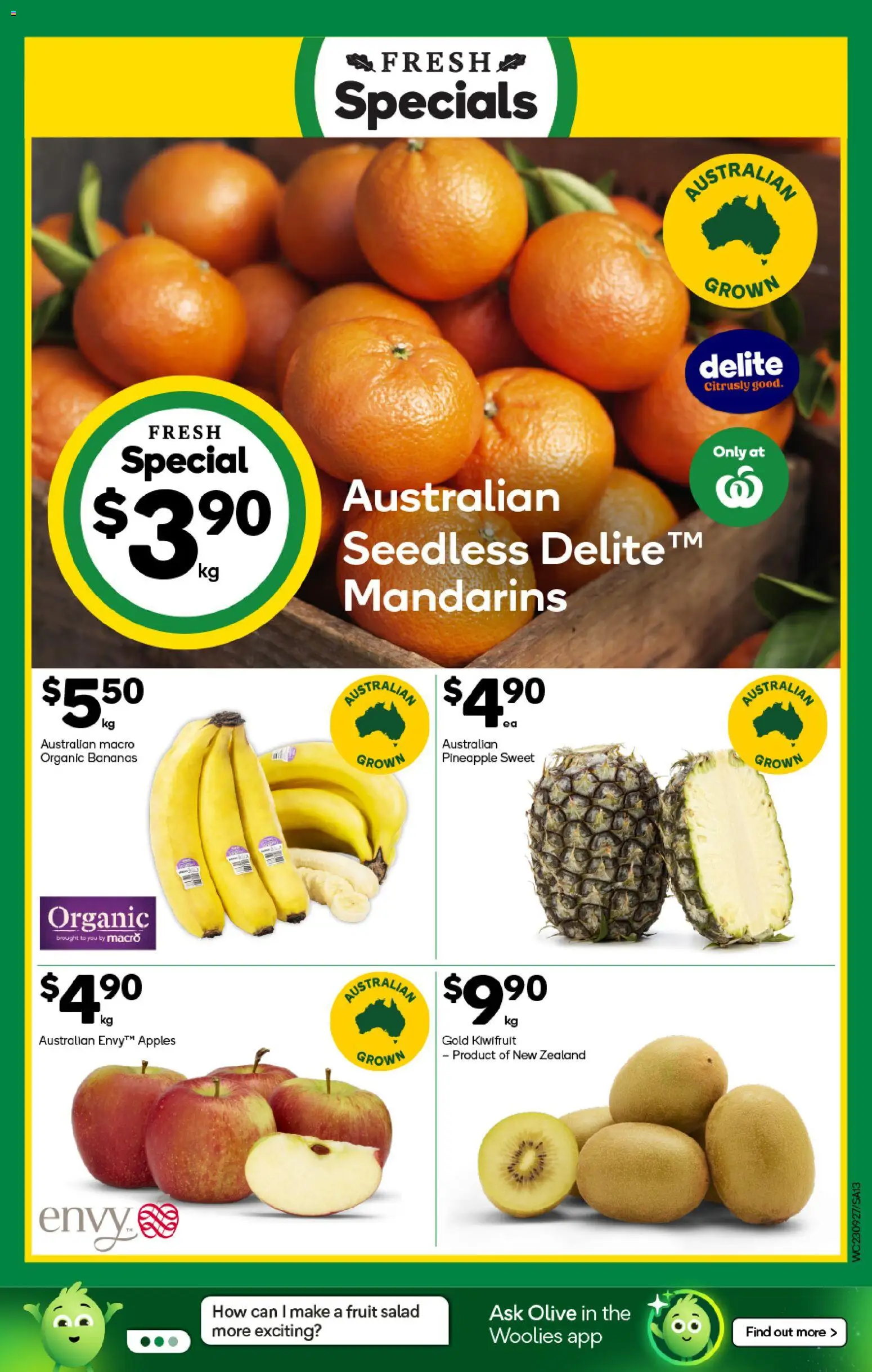Woolworths catalogue - valid from 23/09/2026 | Page: 13 | Products: Apples, Bananas, Kiwifruit, Mandarins