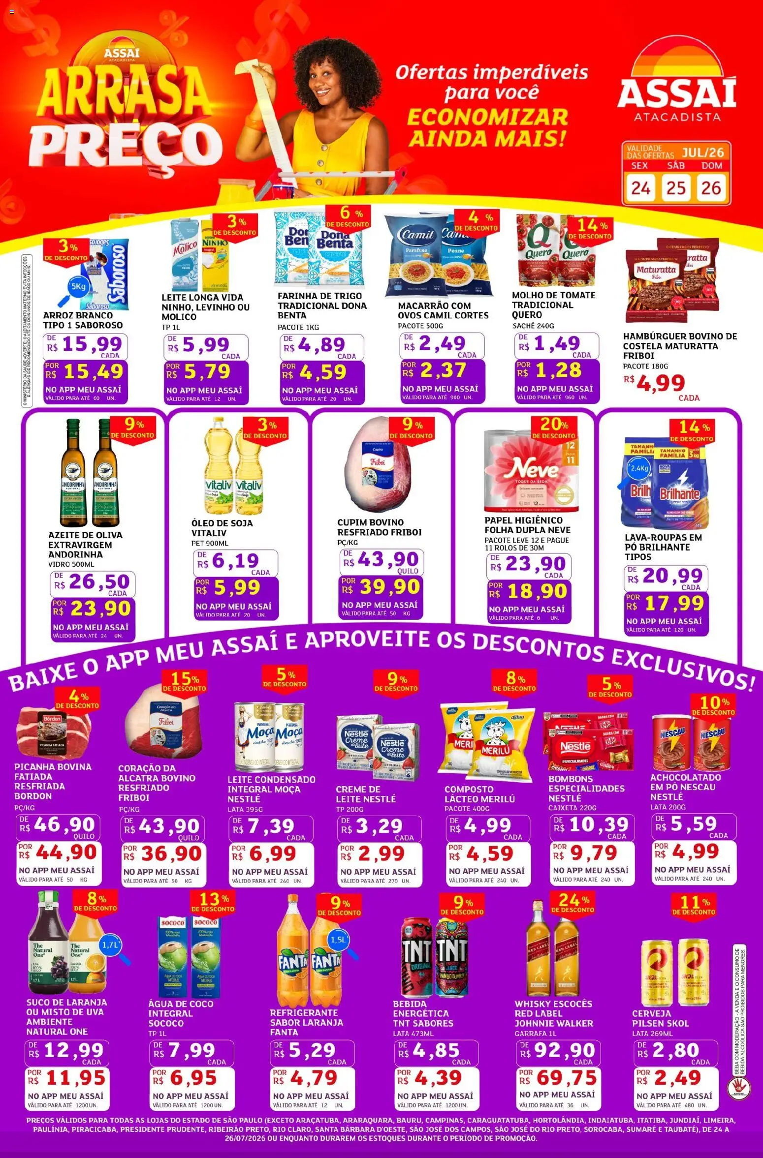 Assaí Atacadista Folheto - válido de 25/09/2026 | Página: 1 | Produtos: Farinha, Fanta, Whisky, Hambúrguer