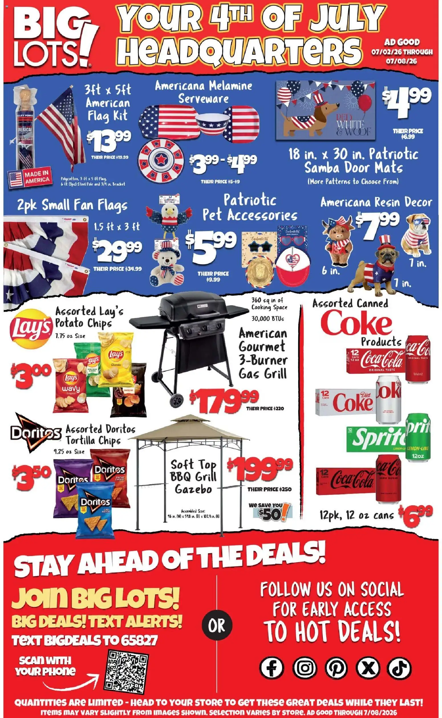 Big Lots Ad - valid from 07/02/2026 | Page: 1 | Products: Chips, Sugar, Phone, Grill