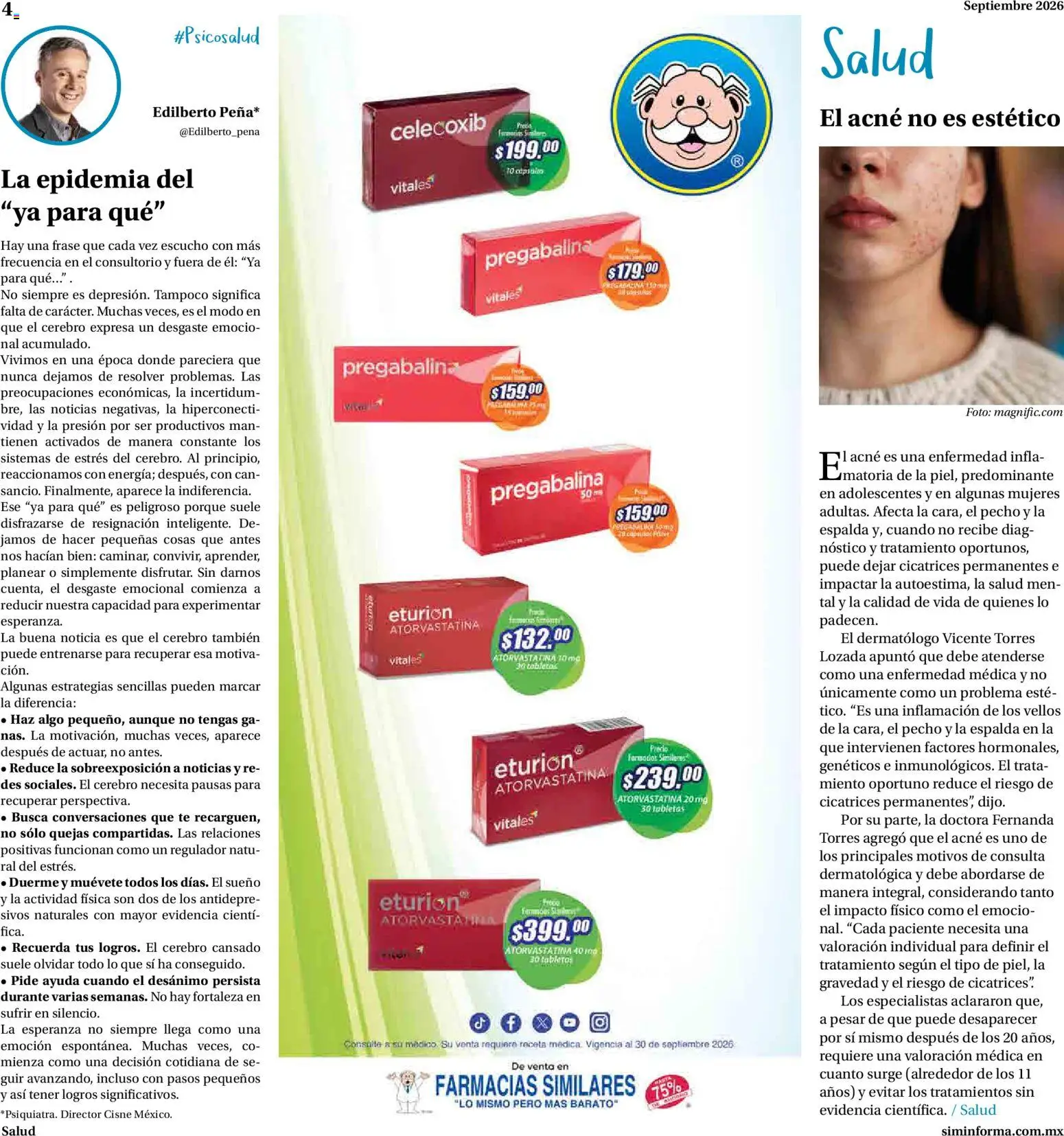 Nuevas ofertas de Farmacias Similares válidas en toda la República Mexicana desde el 01/09/2026. ¡Encuentra las mejores ofertas en Farmacias Similares catálogo! | Página: 4