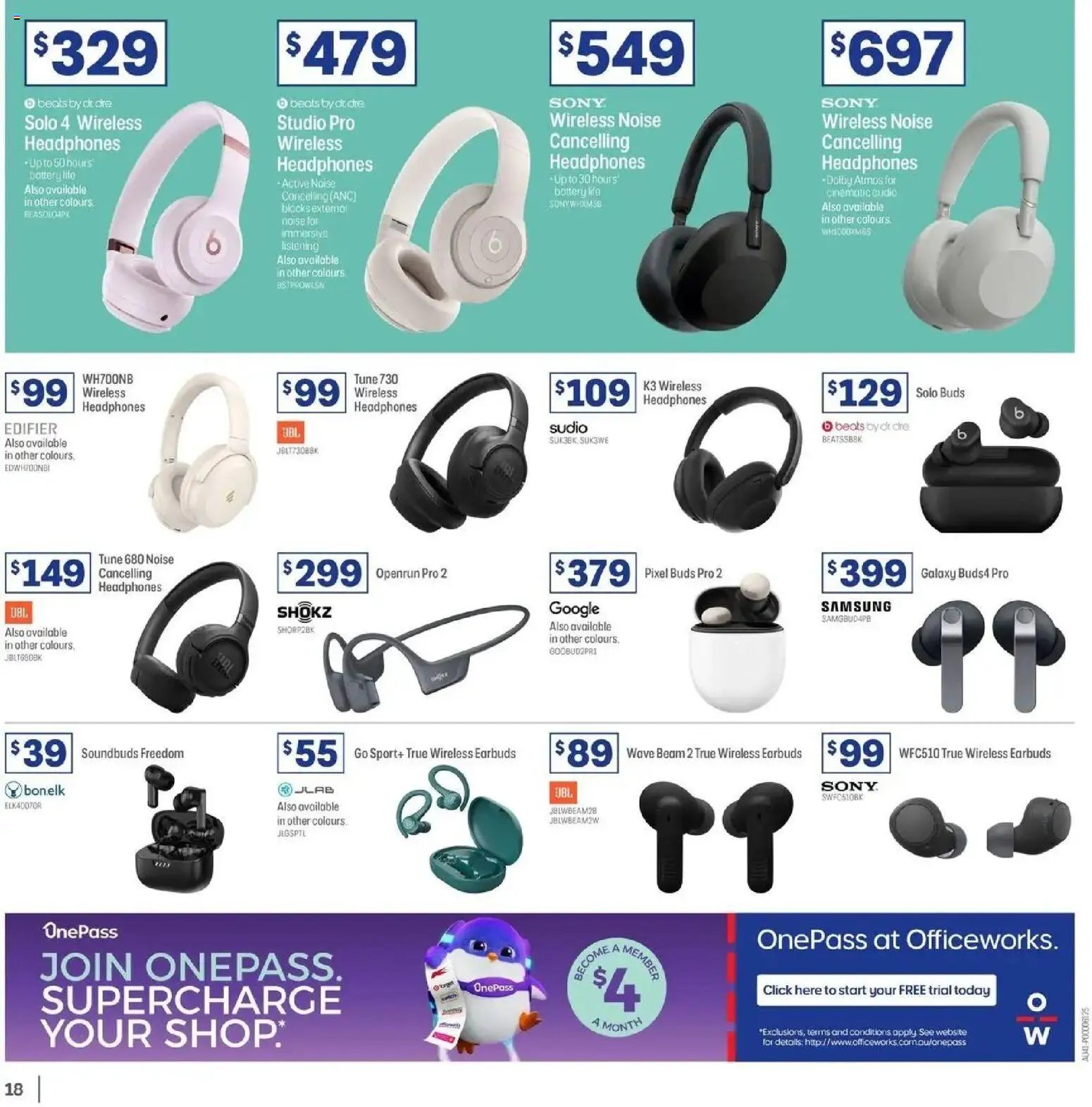 Officeworks catalogue - valid from 27.05.2026 | Page: 18 | Products: Battery, Audio, Headphones