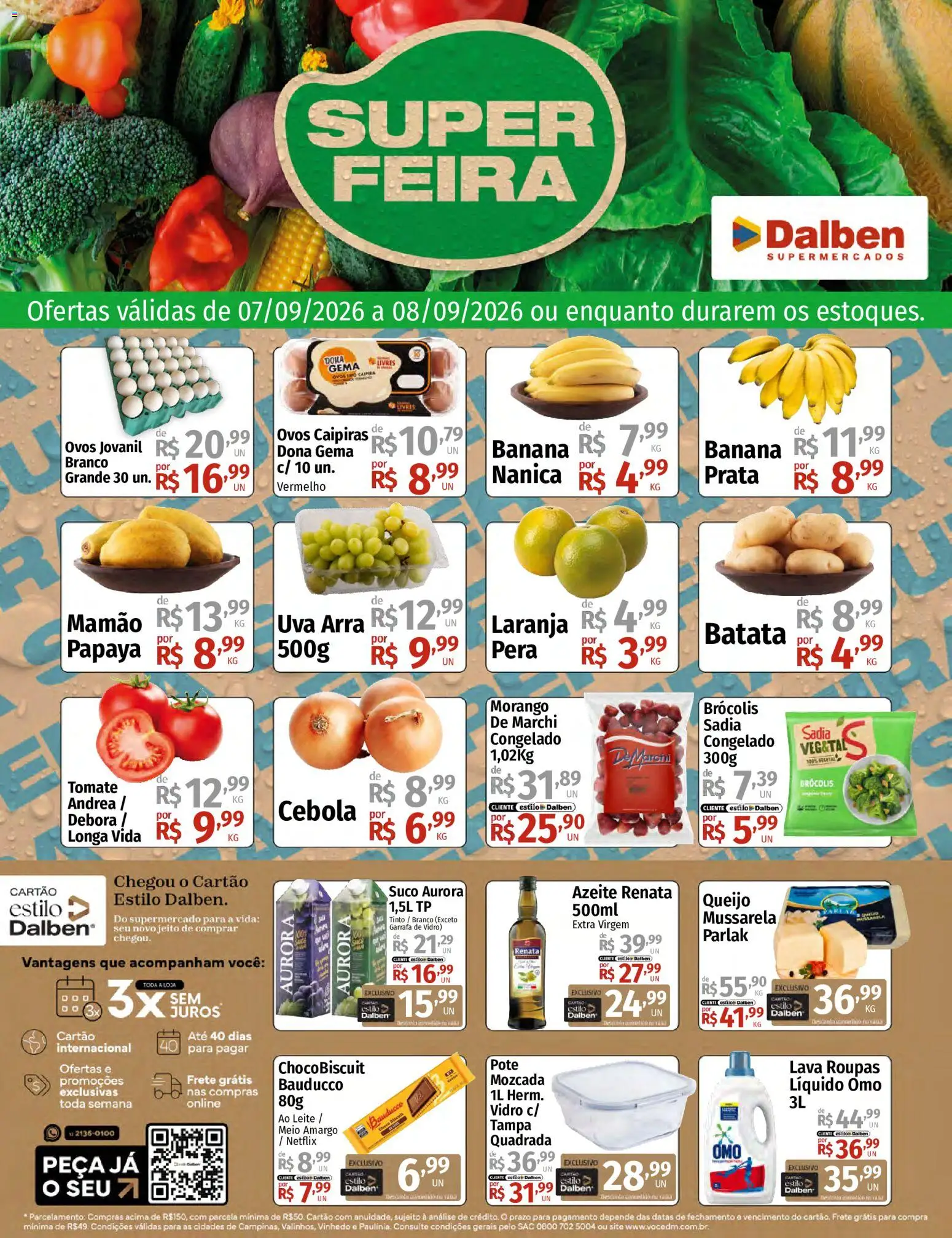 Supermercado Dalben Folheto - válido de 07/09/2026 | Página: 1 | Produtos: Ovos, Roupas, Mamão, Brócolis