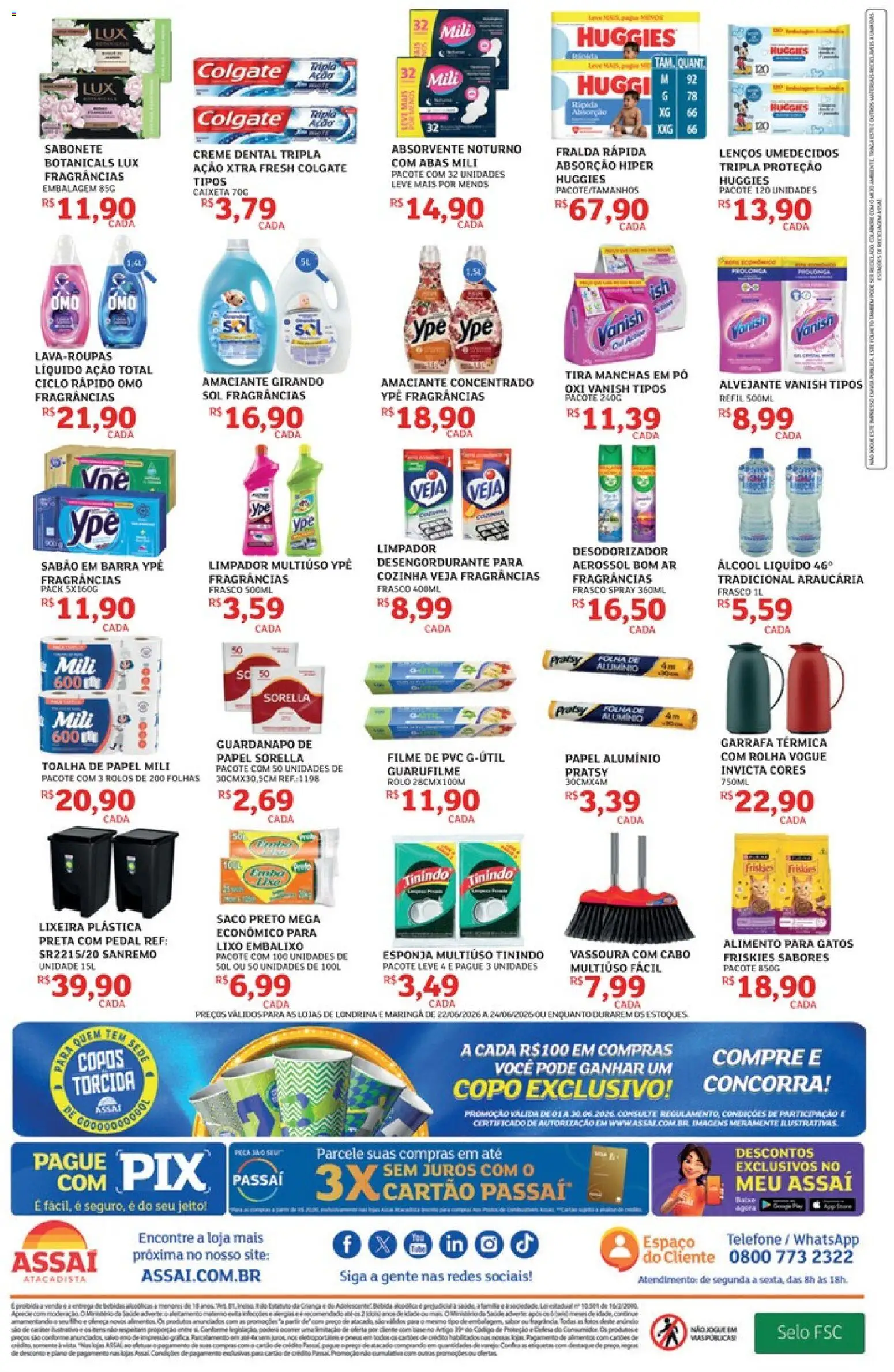Assaí Atacadista Folheto - válido de 21/06/2026 | Página: 4 | Produtos: Tira manchas, Alvejante, Limpador multiuso, Cabo