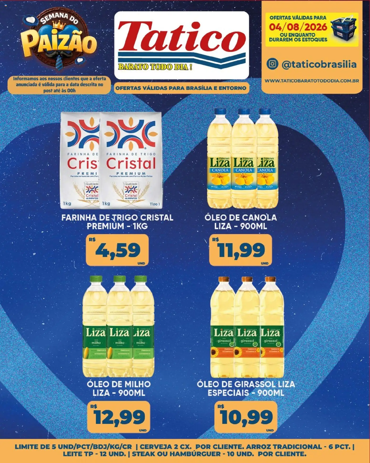 Tatico Folheto - válido de 04/08/2026 | Página: 17 | Produtos: Leite, Óleo, Cerveja, Óleo de girassol