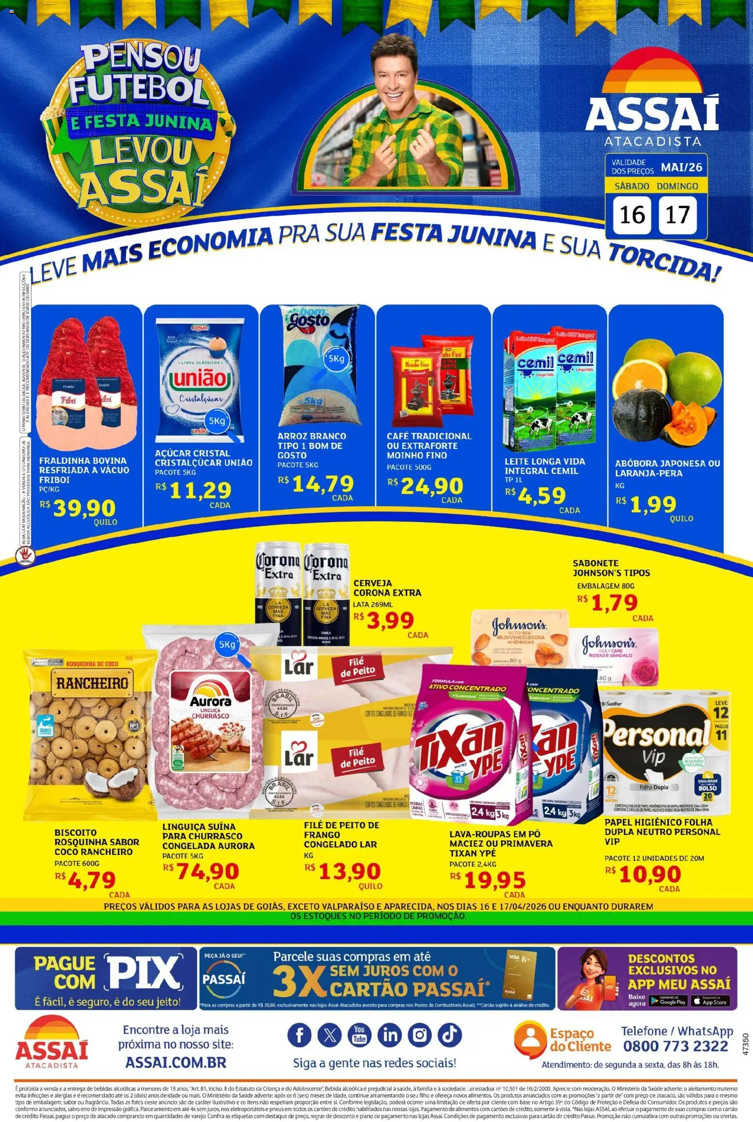 Assaí Atacadista Folheto - válido de 16.05.2026 | Página: 1 | Produtos: Café, Arroz, Sabonete, Açúcar