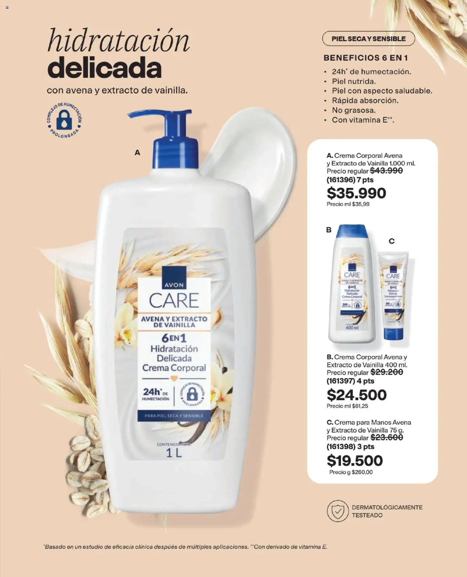 Avon revista - valida desde el 15/07/2026 | Página: 134 | Productos: Crema, Avena, Crema para manos, Vainilla