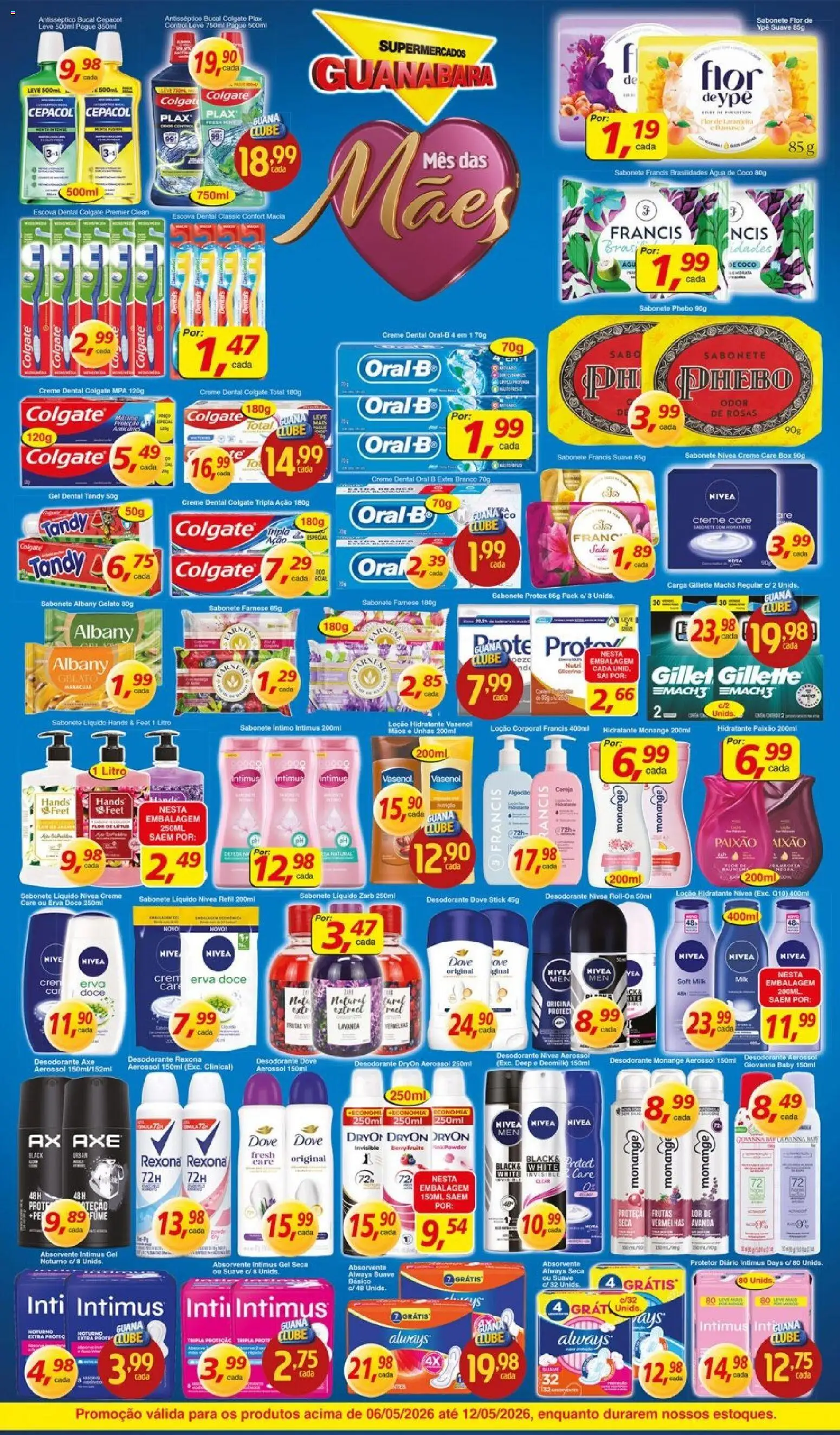 Supermercados Guanabara Folheto - válido de 06.05.2026 | Página: 9 | Produtos: Creme dental colgate total, Carne, Absorvente, Sabonete líquido