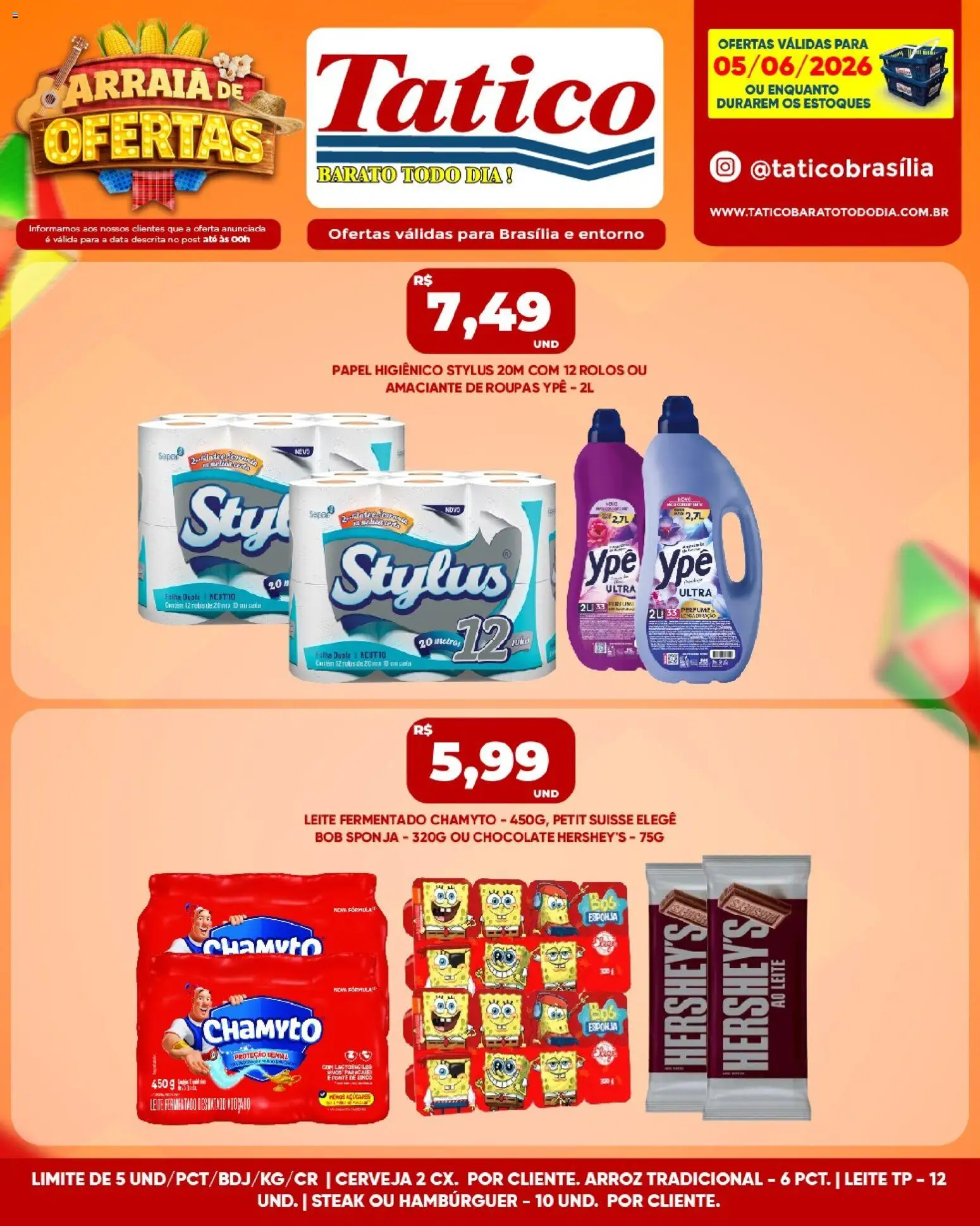 Tatico Folheto - válido de 05.06.2026 | Página: 6 | Produtos: Amaciante de roupas, Chocolate, Arroz, Hambúrguer