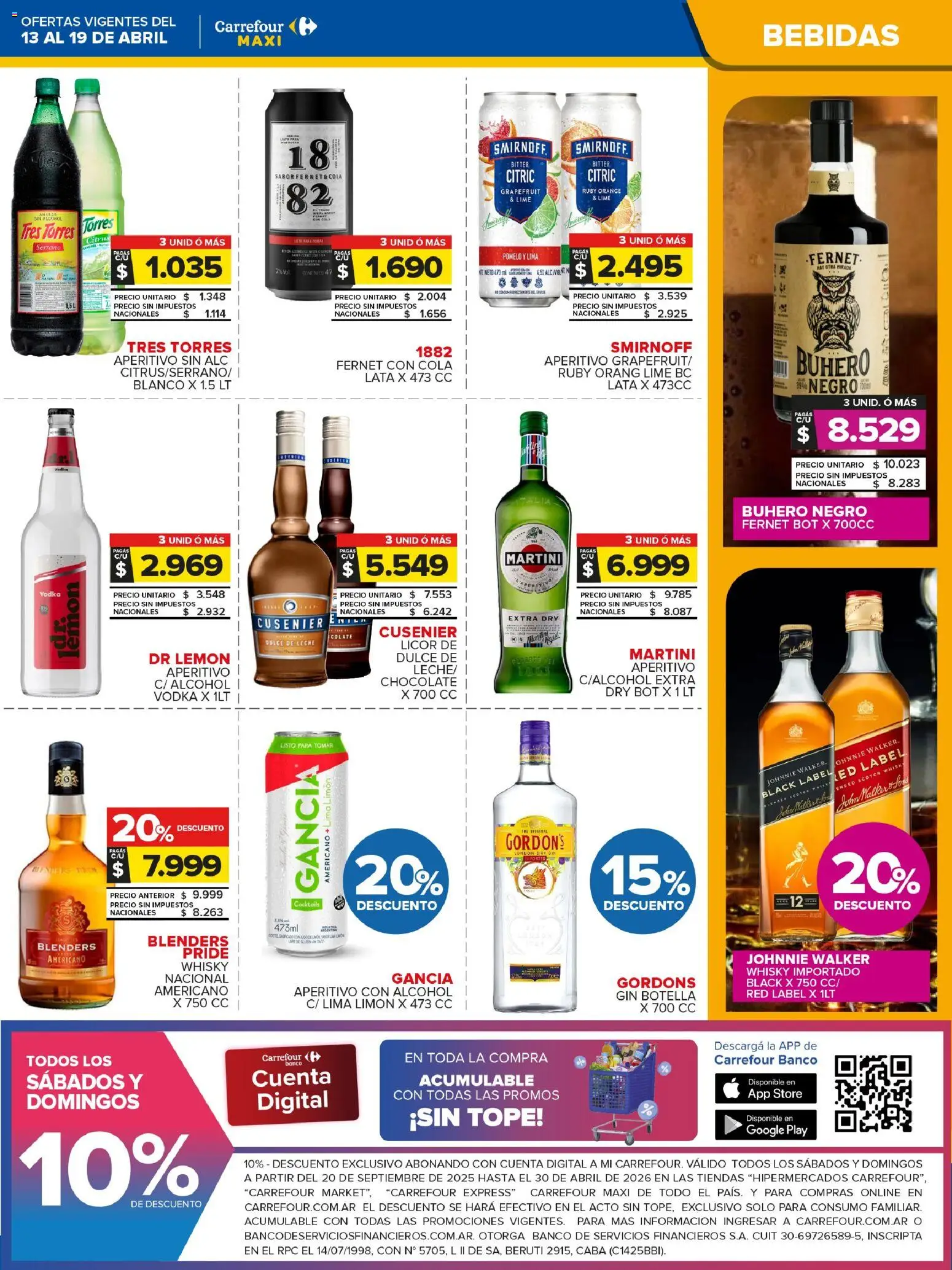 Carrefour Maxi catálogo │ válido desde el 13.04.2026 | Página: 3 | Productos: Vodka, Whisky, Banco, Limón