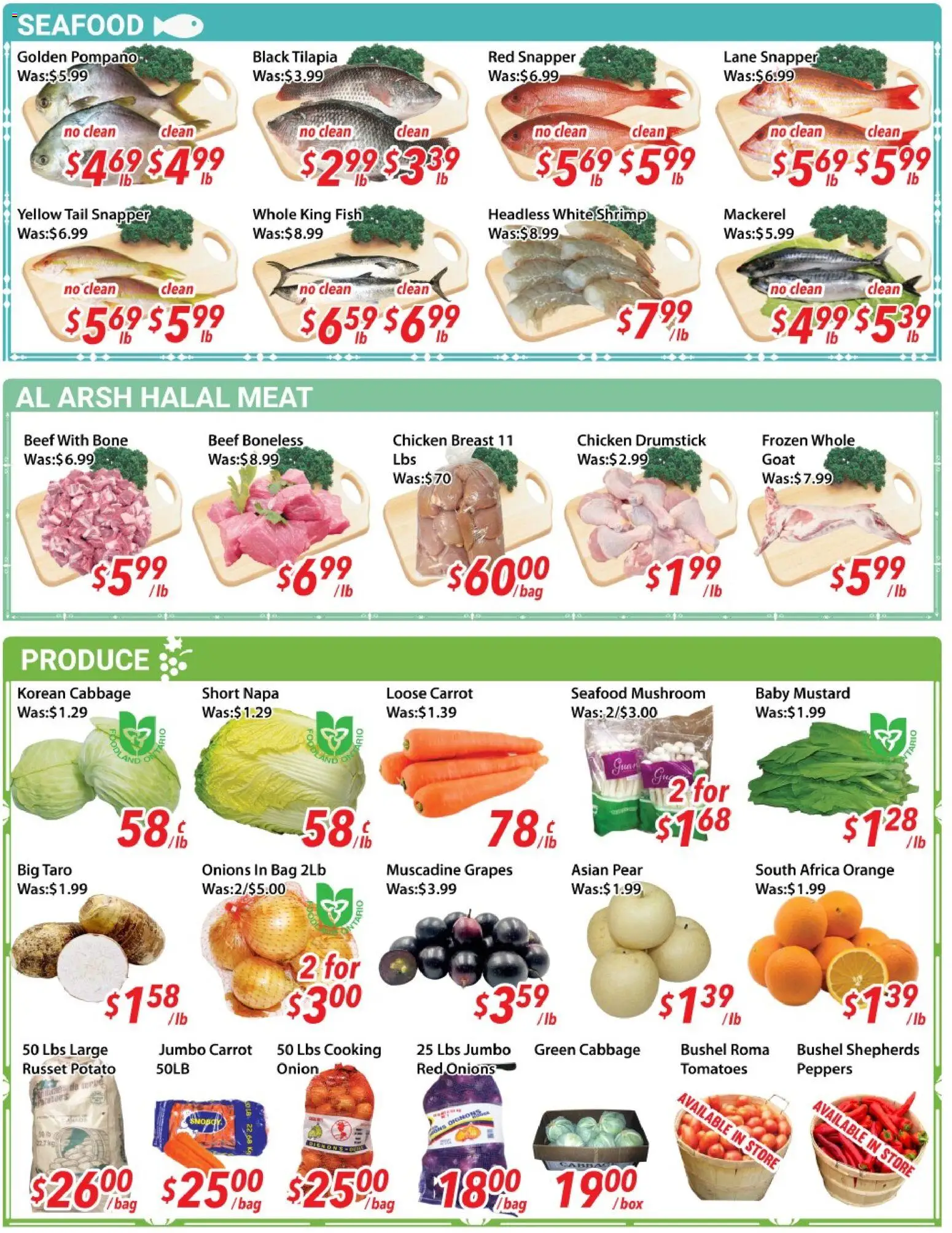 Ample Food Market flyer valid from Sep 4, 2026 | Page: 2 | Products: Seafood, Tilapia, Cabbage, Chicken