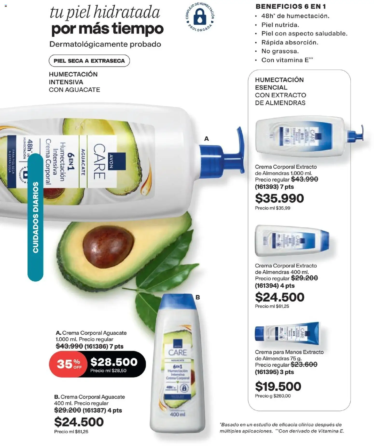 Avon revista - valida desde el 16/08/2026 | Página: 128 | Productos: Aguacate, Almendras, Crema, Crema para manos