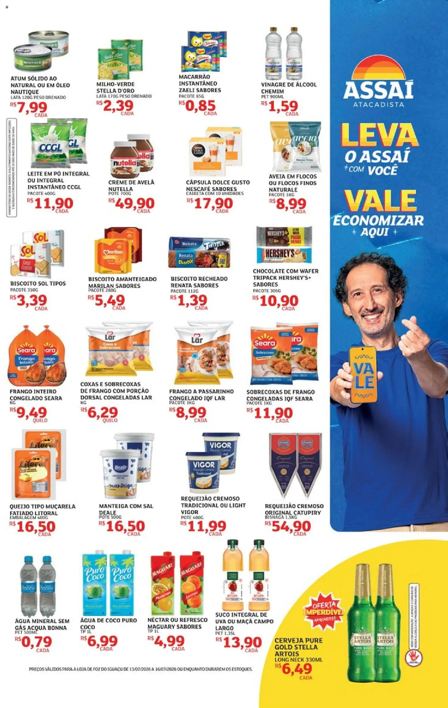 Assaí Atacadista Folheto - válido de 13/07/2026 | Página: 3 | Produtos: Leite, Chocolate, Flocos, Água mineral