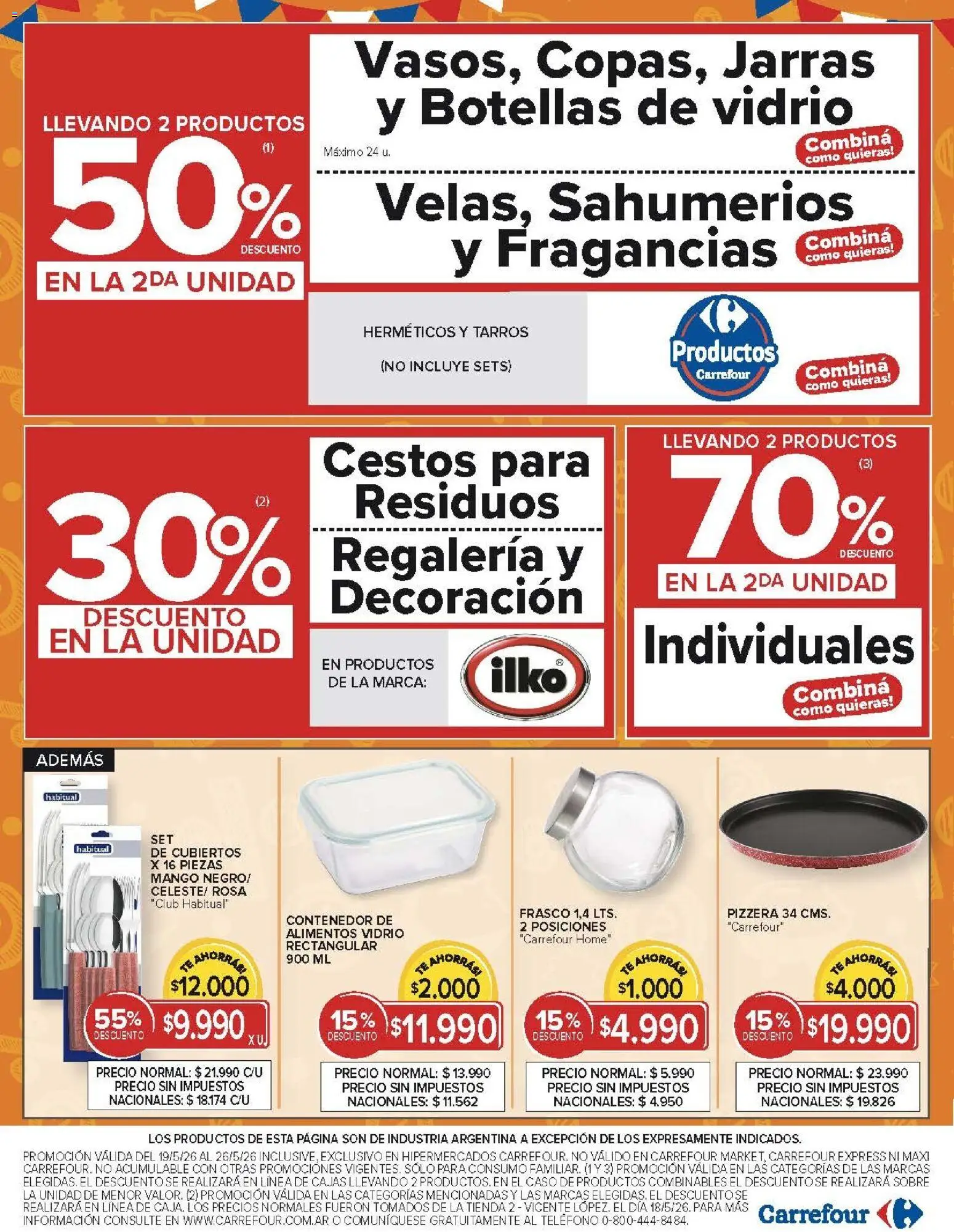 Carrefour - AHORRO FINDE MES │ válido desde el 19.05.2026 | Página: 18 | Productos: Pizzera, Frasco, Mango, Té