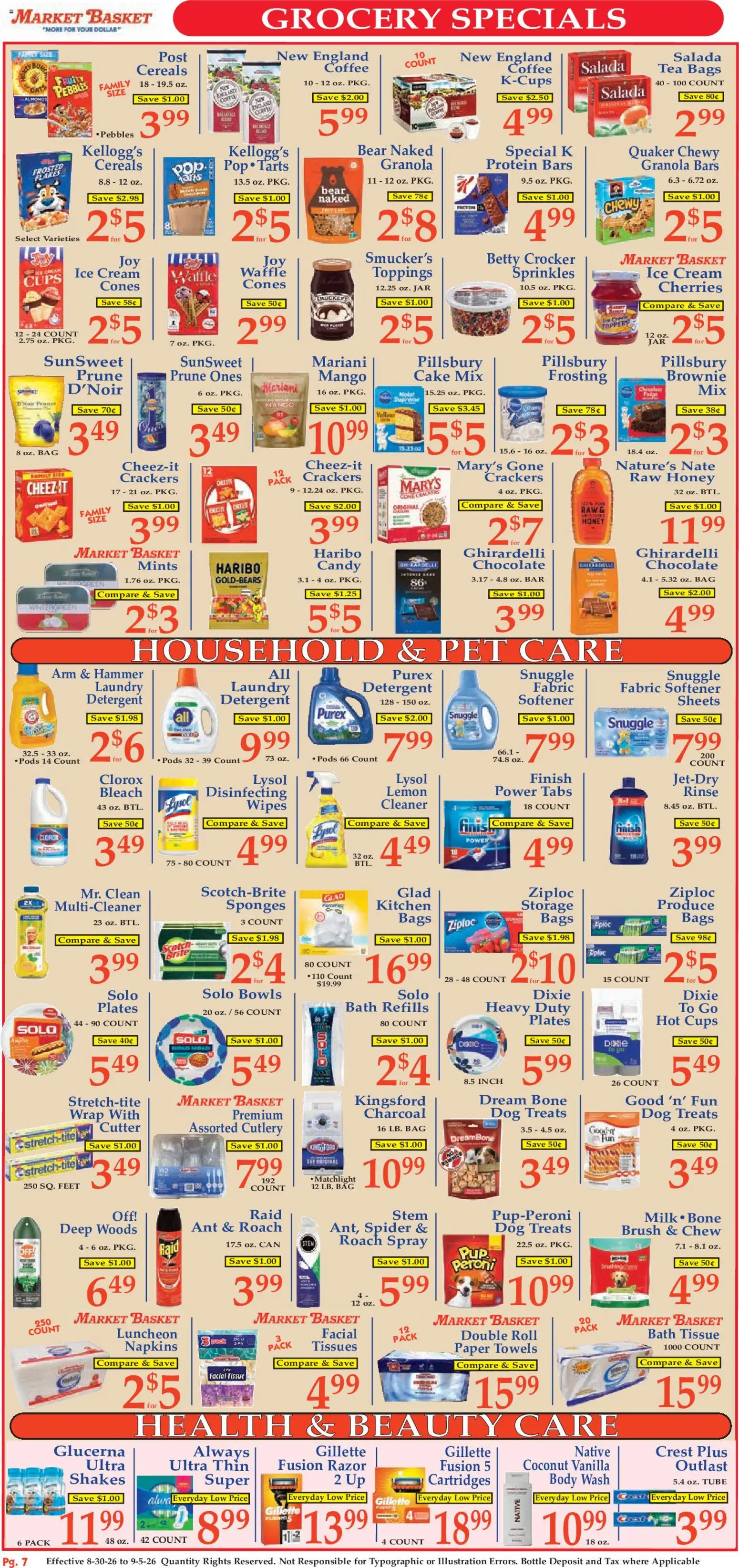Market Basket Ad - valid from 08/30/2026 | Page: 7 | Products: Cherries, Dog Treats, Coffee, Protein