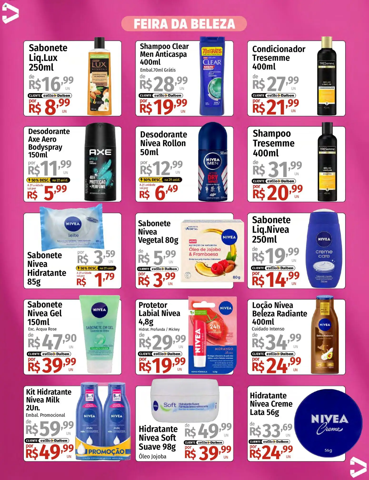 Supermercado Dalben Folheto - válido de 17/07/2026 | Página: 2 | Produtos: Condicionador, Leite, Creme, Sabonete