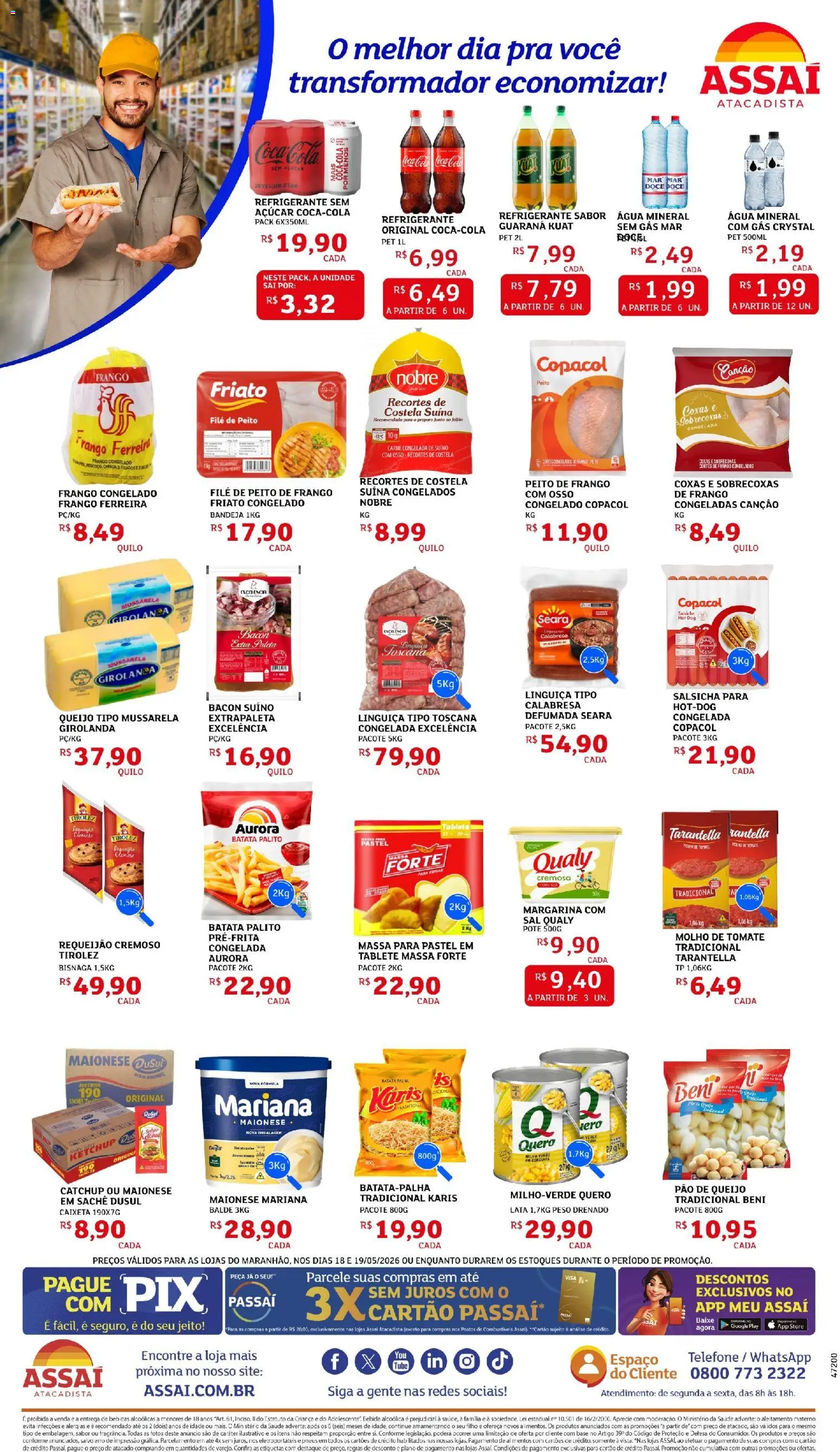 Assaí Atacadista Folheto - válido de 18.05.2026 | Página: 2 | Produtos: Base, Massa, Água mineral, Refrigerante