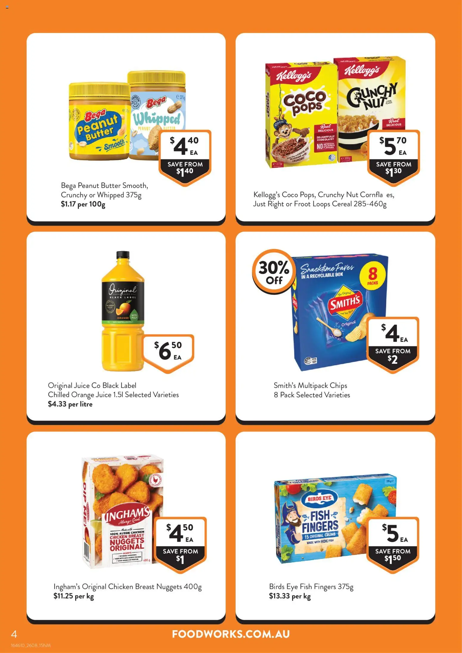 Foodworks catalogue - valid from 26/08/2026 | Page: 4 | Products: Box, Chicken breast, Chips, Peanut butter