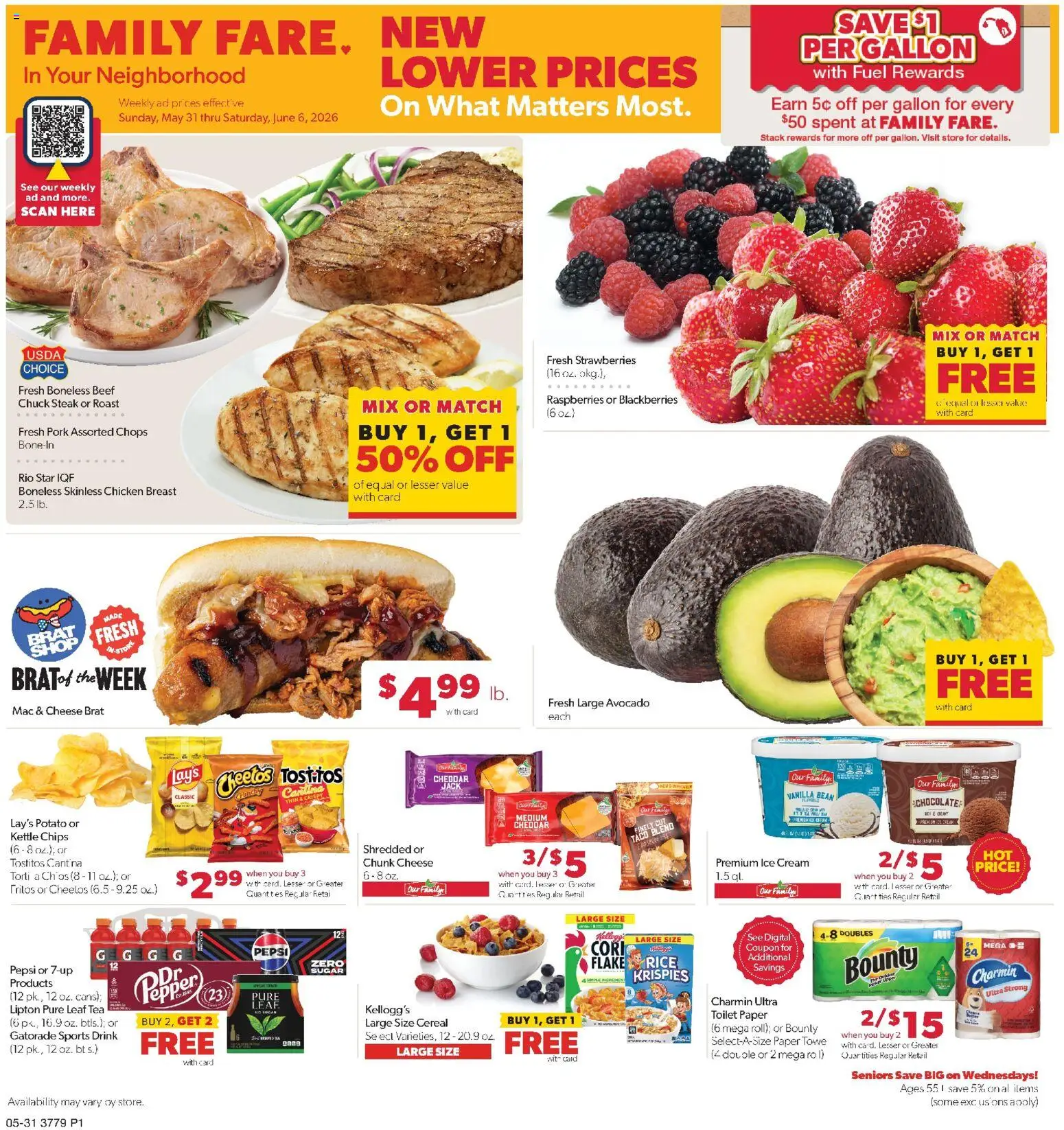 Family Fare Weekly Ad - IA - valid from 31.05.2026 | Page: 1 | Products: Chocolate, Beef, Avocado, Pepper