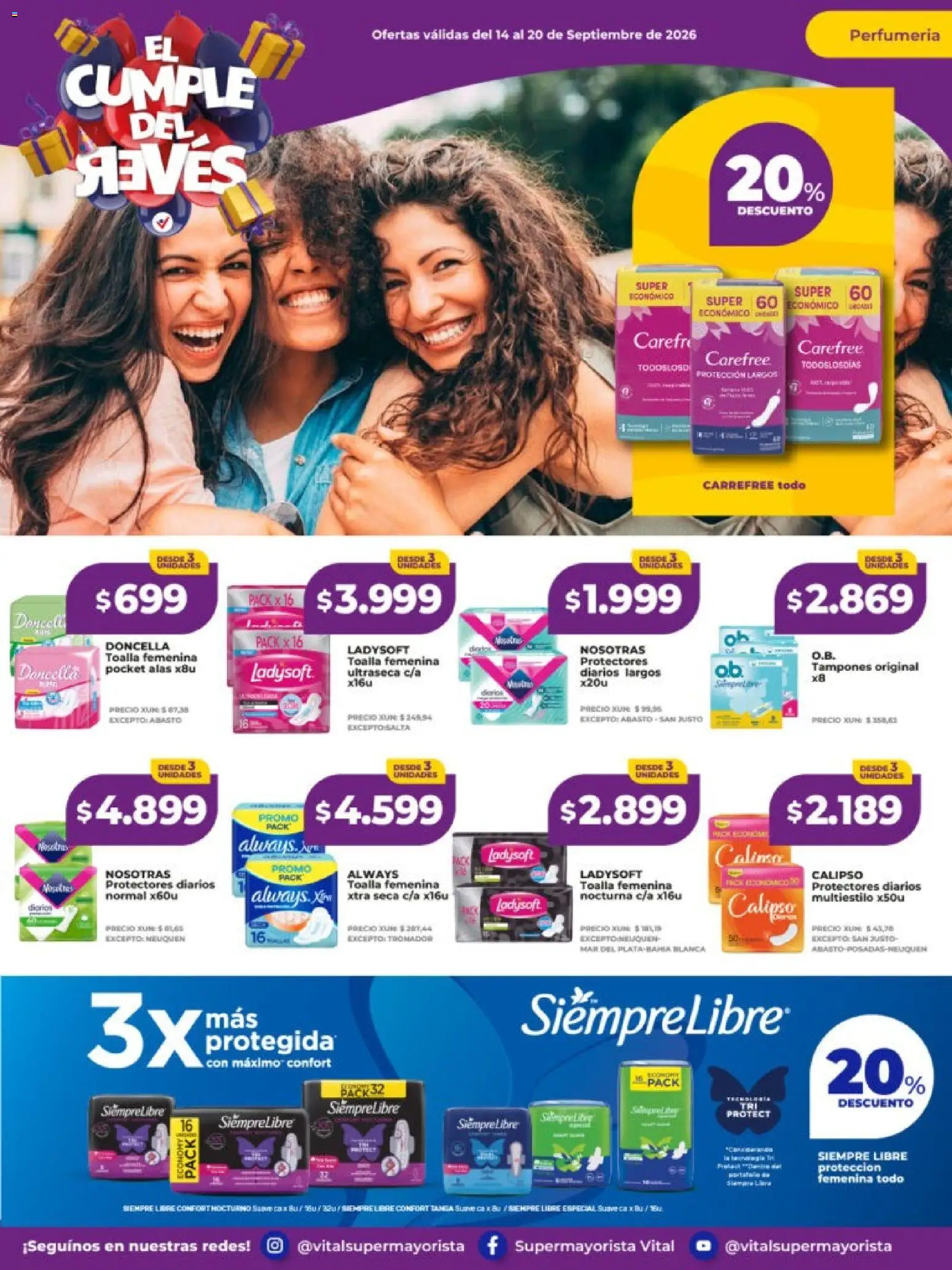Vital - Ofertas │ válido desde el 14/09/2026 | Página: 6 | Productos: Tampones, Toalla, Diarios, Protectores diarios