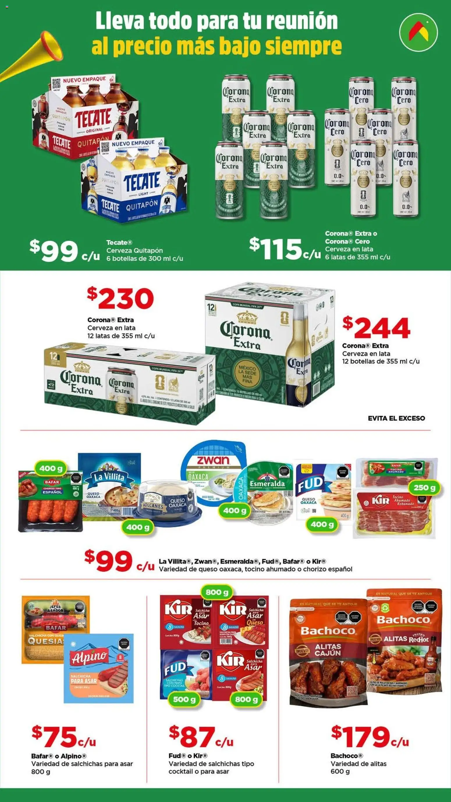 Nuevas ofertas de Bodega Aurrerá válidas en toda la República Mexicana desde el 05.06.2026. ¡Encuentra las mejores ofertas en Bodega Aurrerá folleto Golazo! | Página: 10 | Productos: Pollo, Salchicha, Cerveza, Chorizo
